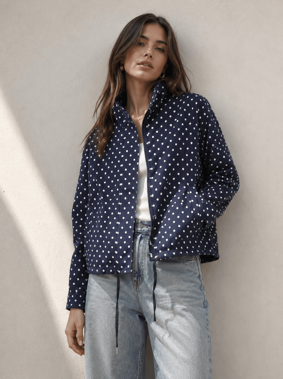 Polka Dot Spray Jacket (Navy) - Something For Me​​