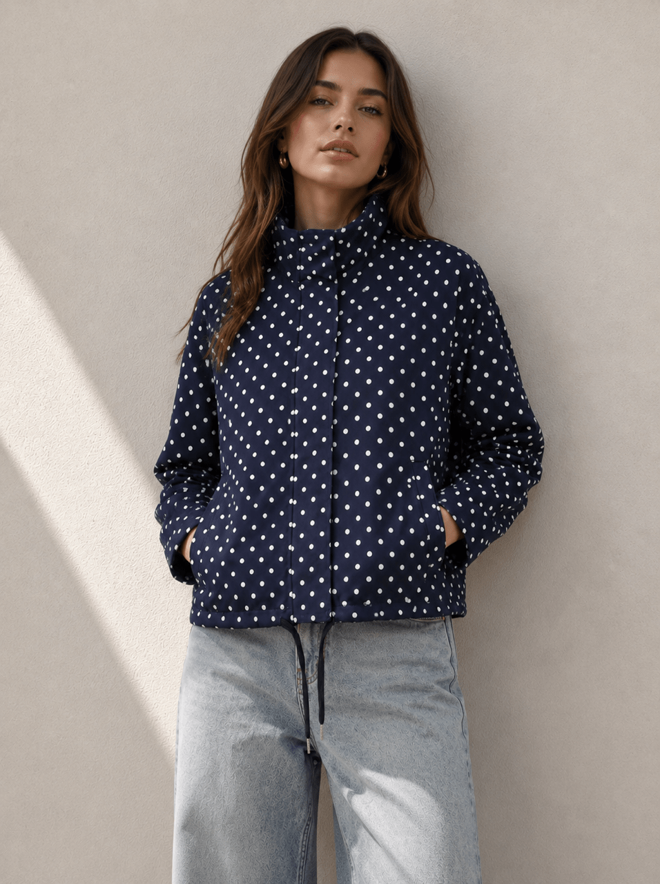 Polka Dot Spray Jacket (Navy) - Something For Me​​