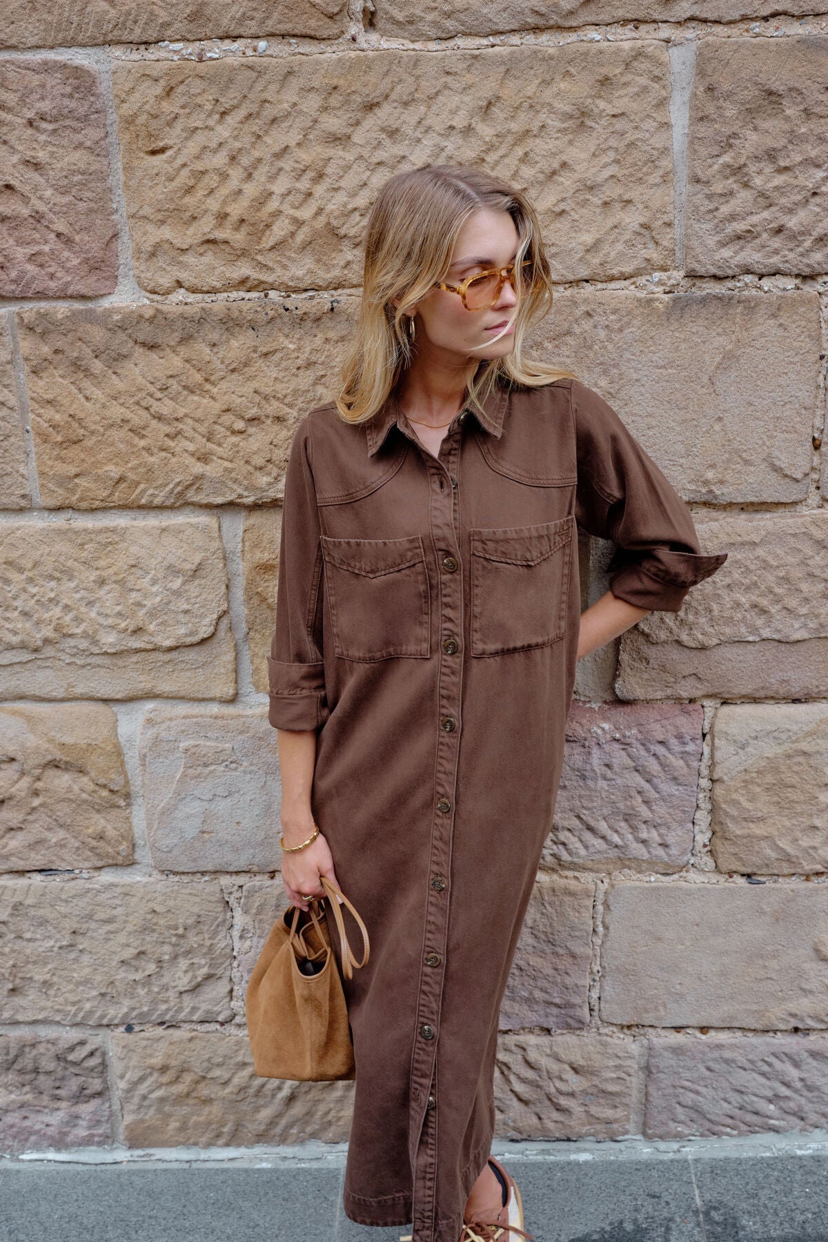 Rae Long Sleeve Midi Dress (Chocolate) - Something For Me​​