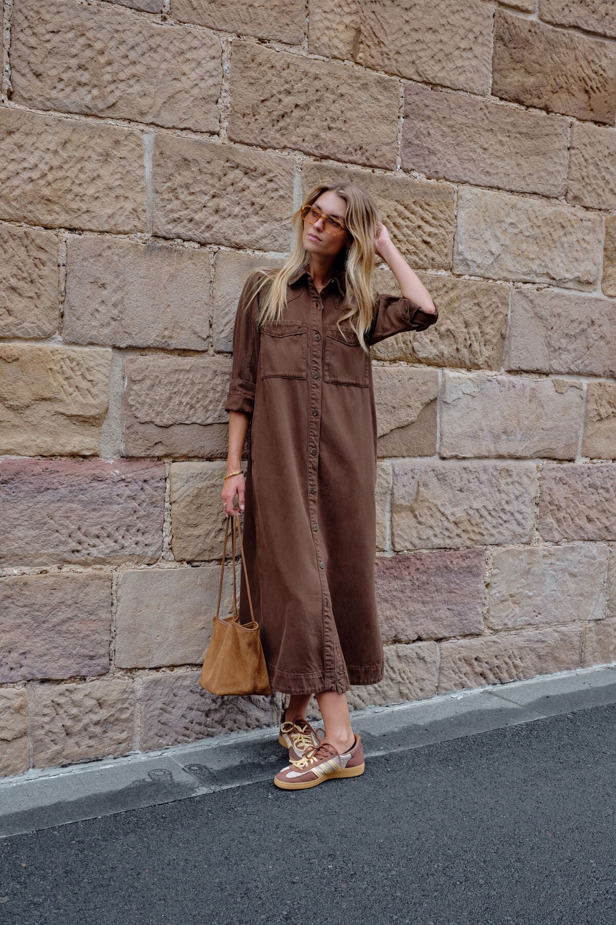 Rae Long Sleeve Midi Dress (Chocolate) - Something For Me​​