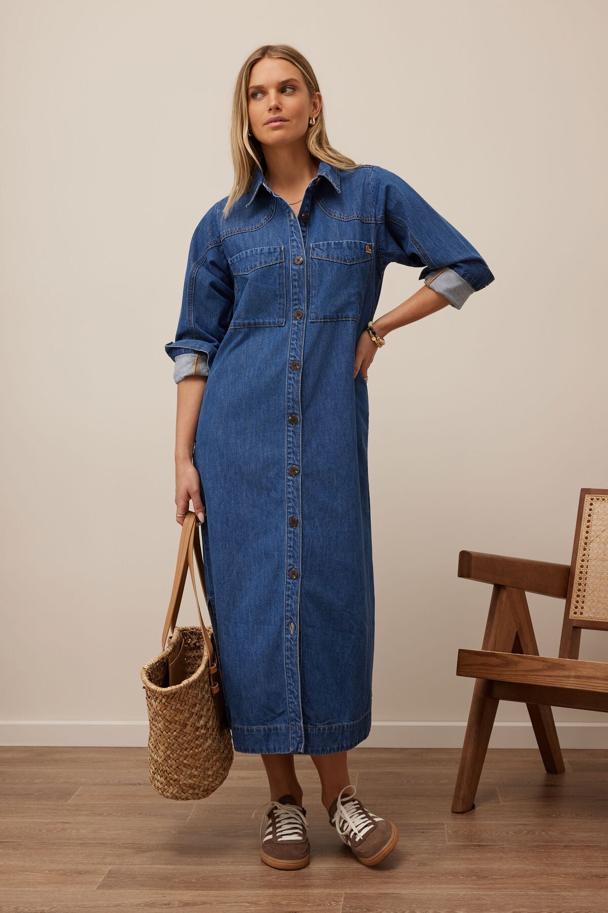 Rae Long Sleeve Midi Dress (Fresh Indigo) - Something For Me​​