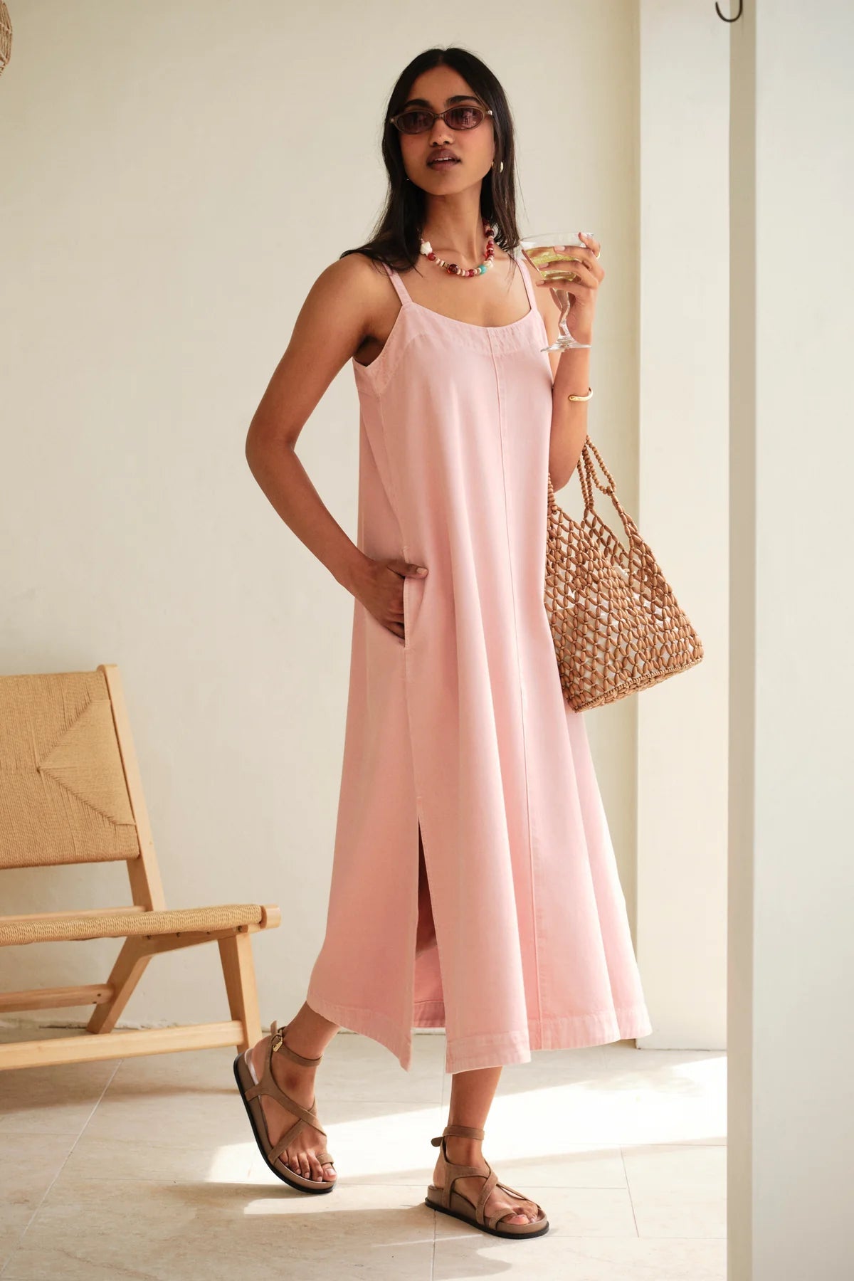 Remy Strappy Midi Dress (Blossom Pink) - Something For Me​​