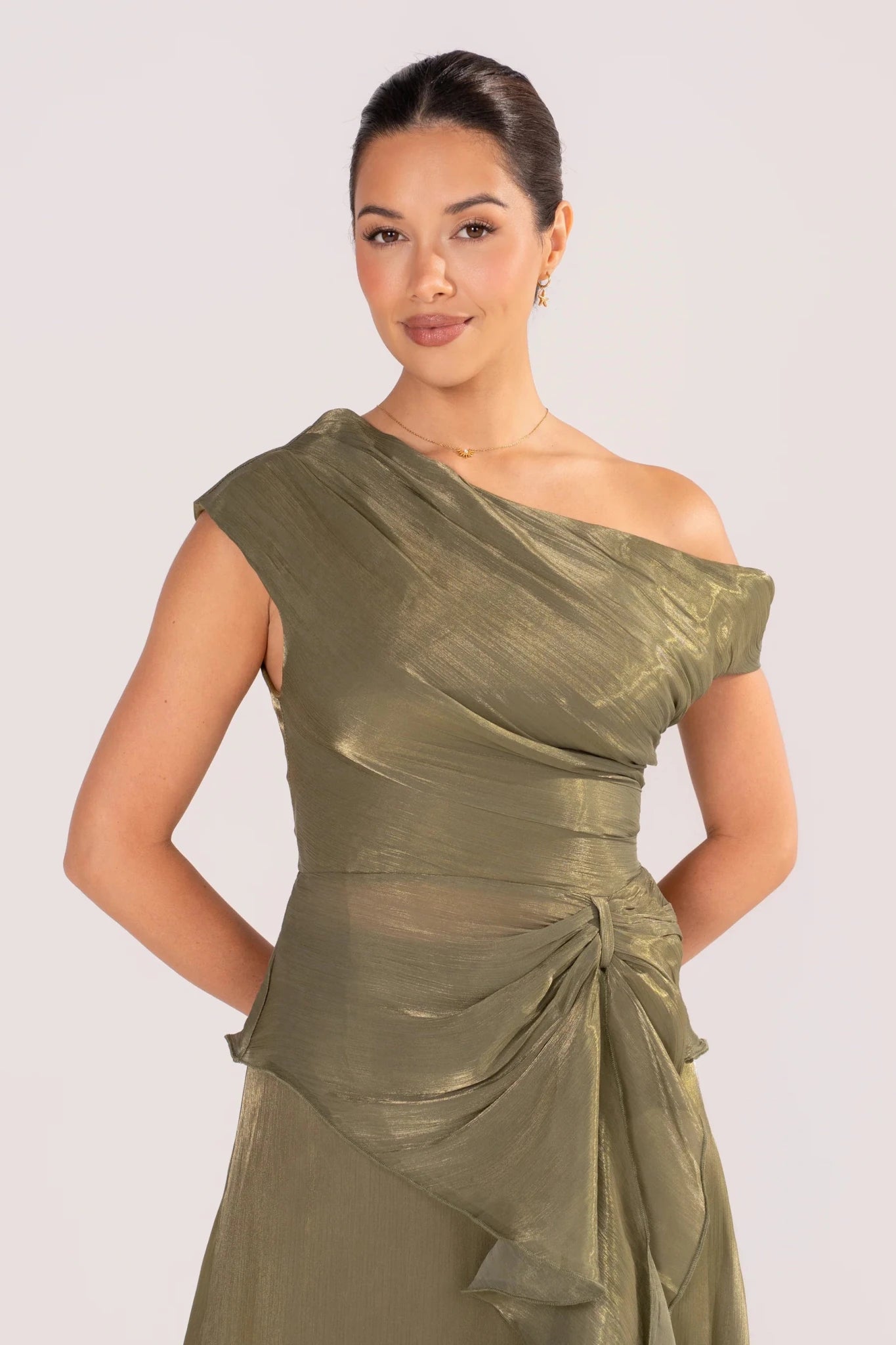 Renata Shimmer Drop Shoulder Top & Maxi Skirt (Green) - Something For Me​​