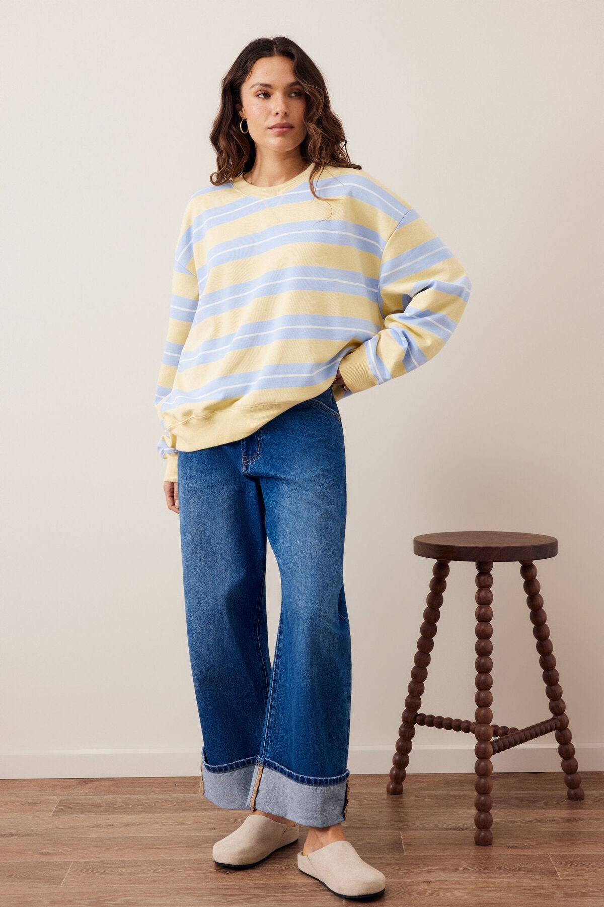 Romy Crew (Butter/China Blue Stripe) - Something For Me​​