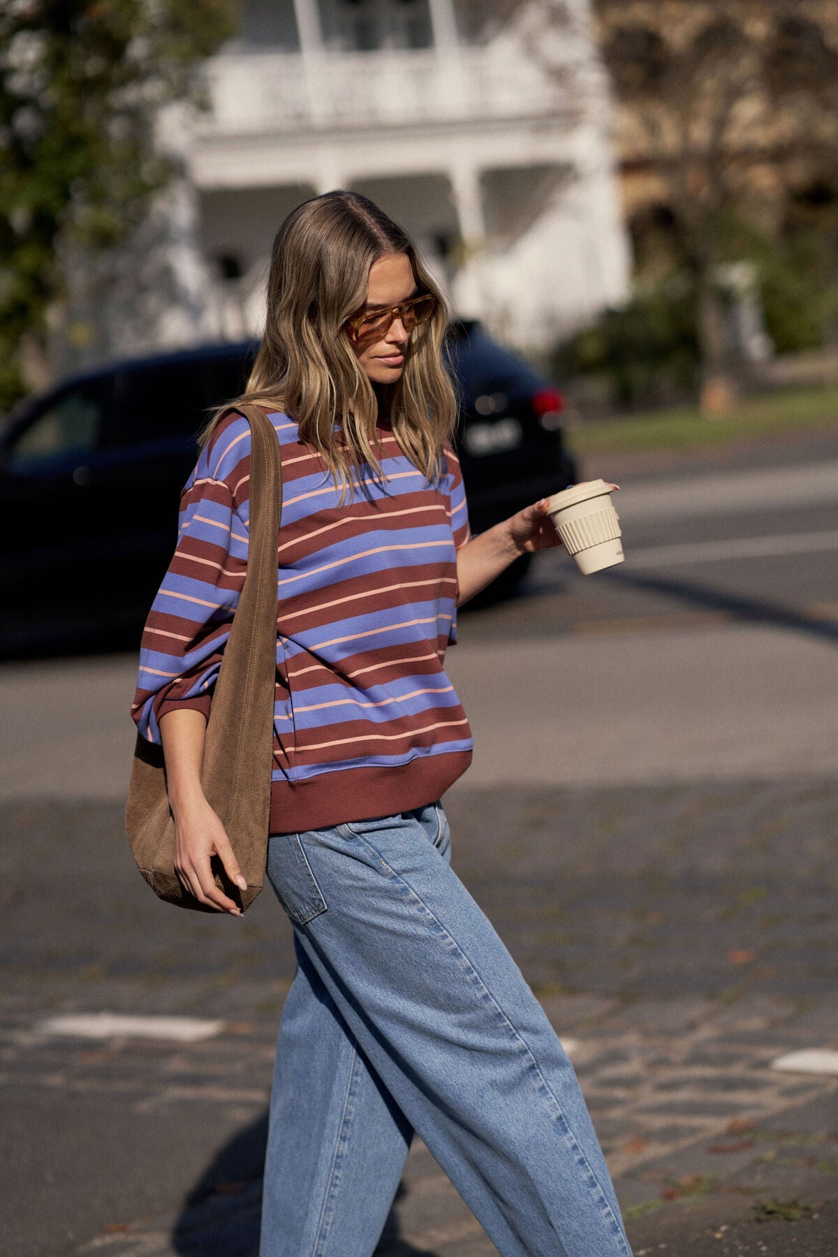 Romy Crew (Vintage Blue Pink Clay Burnt Toffee Stripe) - Something For Me​​