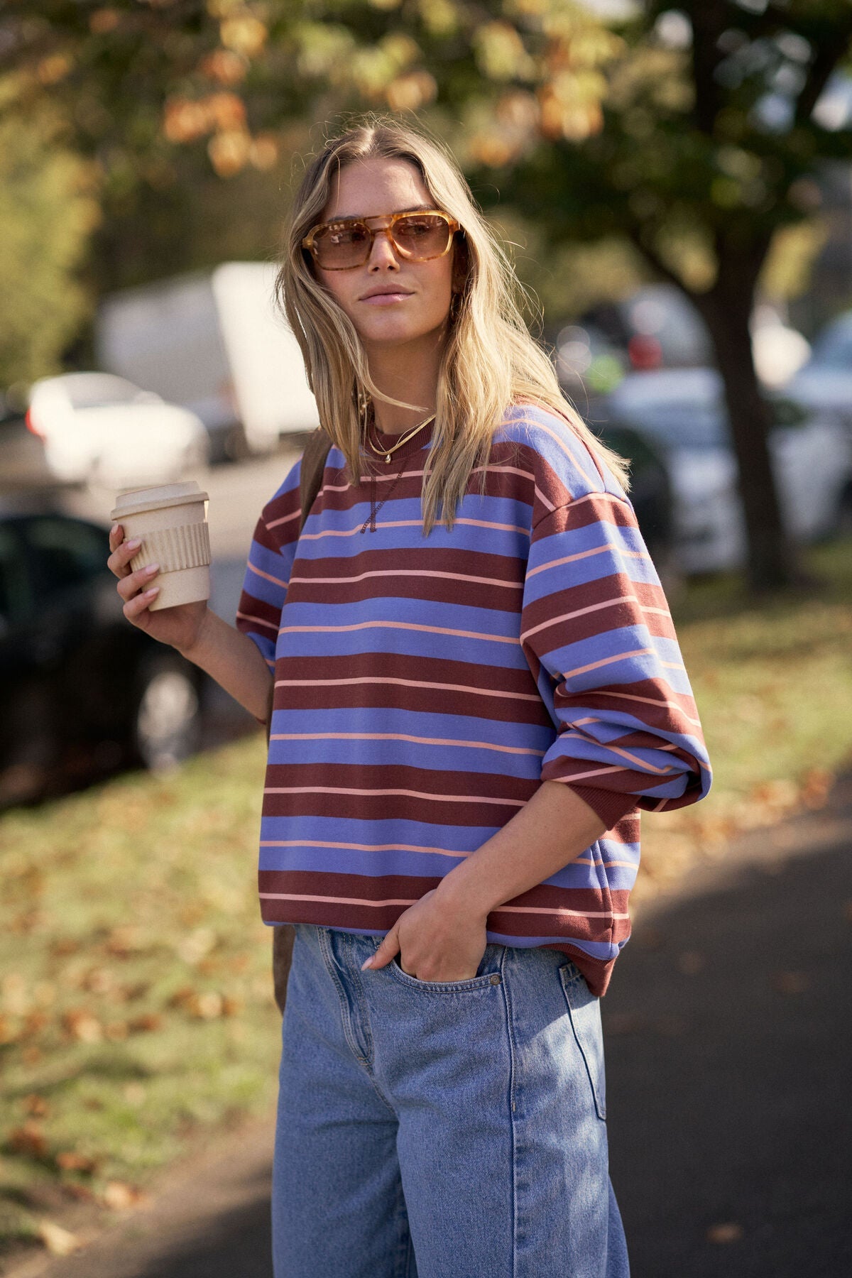 Romy Crew (Vintage Blue Pink Clay Burnt Toffee Stripe) - Something For Me​​
