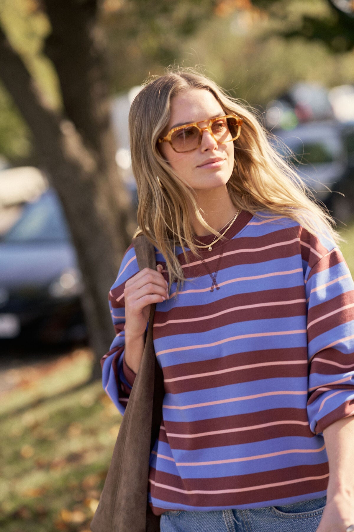 Romy Crew (Vintage Blue Pink Clay Burnt Toffee Stripe) - Something For Me​​