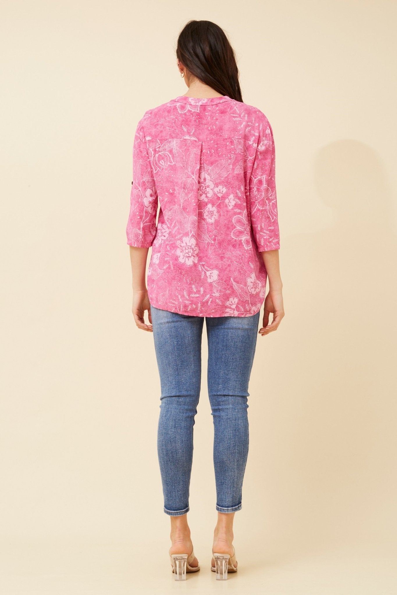 Rosetta Floral Sequin Shirt (Fuchsia) - Something For Me​​