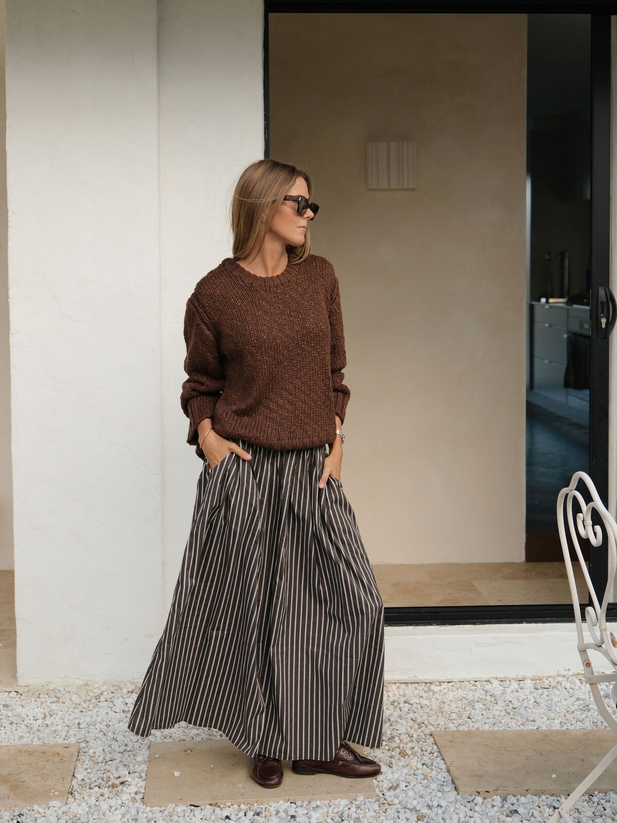 Sage Chunky Knit Crew (Chocolate) - Something For Me​​