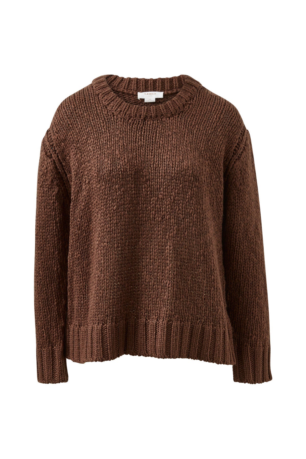 Sage Chunky Knit Crew (Chocolate) - Something For Me​​