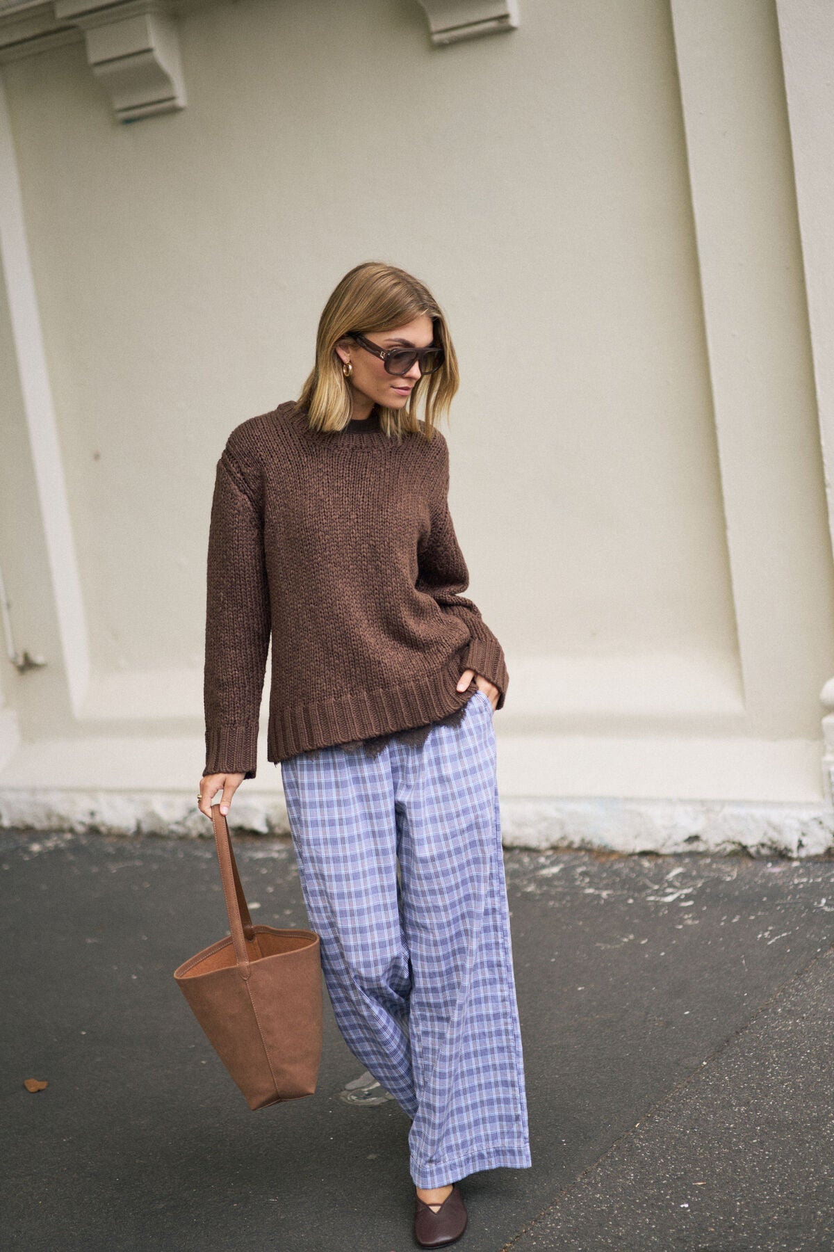 Sage Chunky Knit Crew (Chocolate) - Something For Me​​