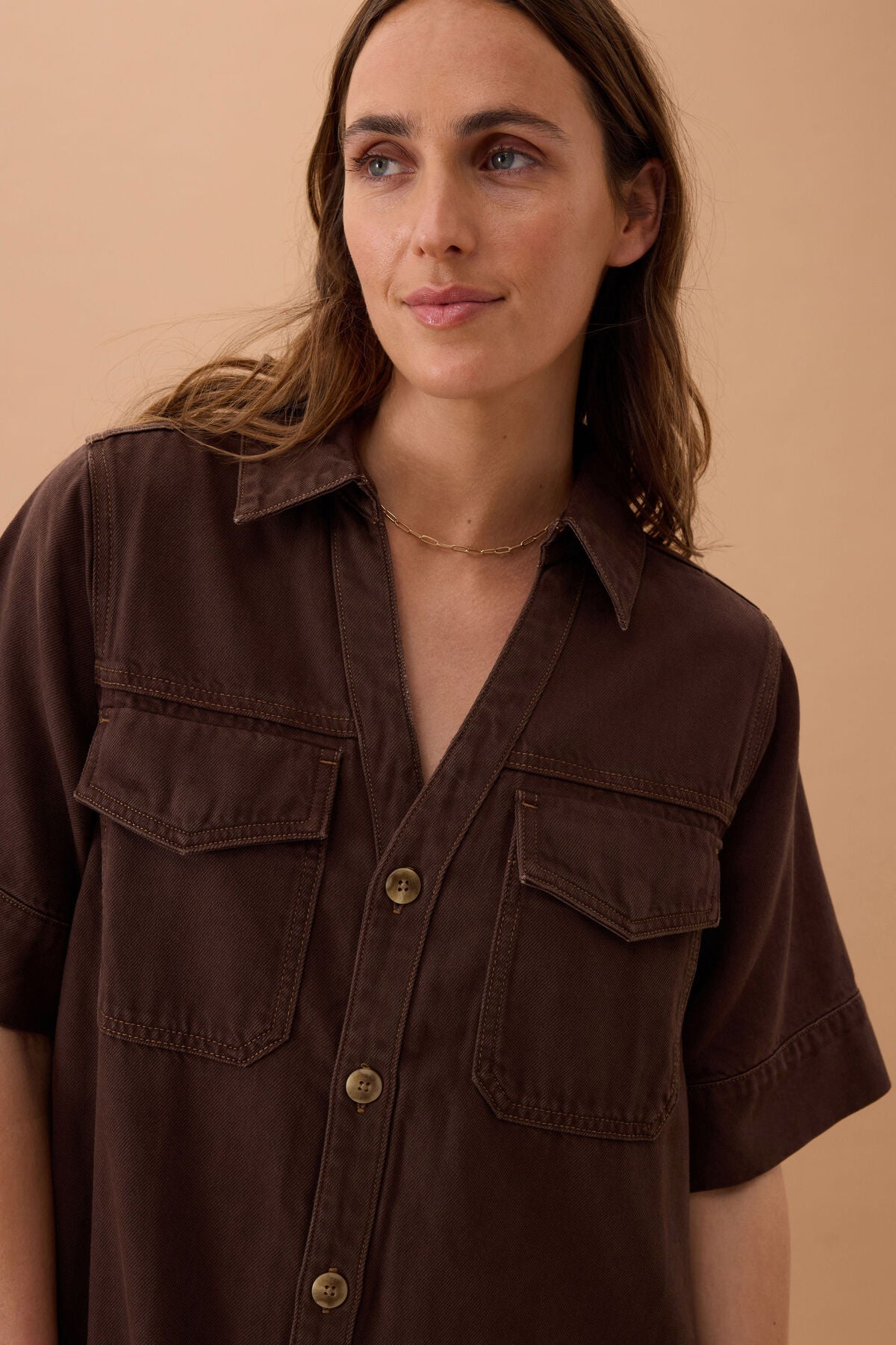 Sammy Relaxed Shirt Dress (Chocolate) - Something For Me​​