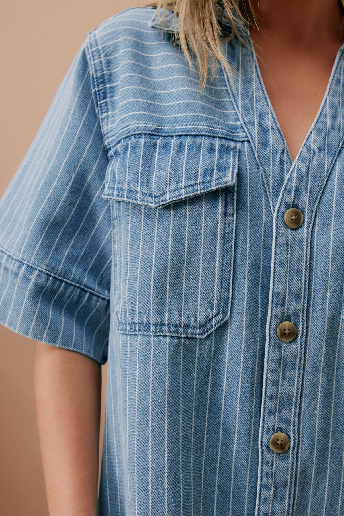 Sammy Relaxed Shirt Dress (Indigo Stripe) - Something For Me​​