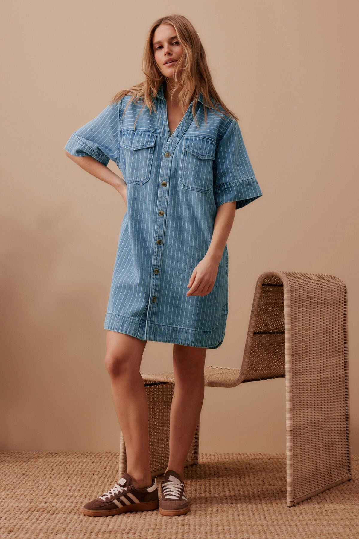 Sammy Relaxed Shirt Dress (Indigo Stripe) - Something For Me​​