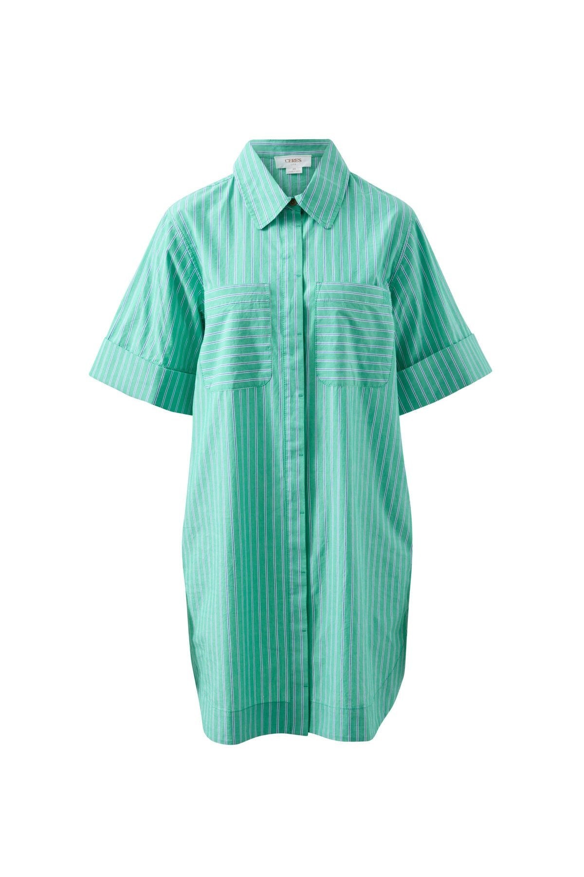 Sara Mini Shirt Dress (Zesty Triple Stripe) - Something For Me​​