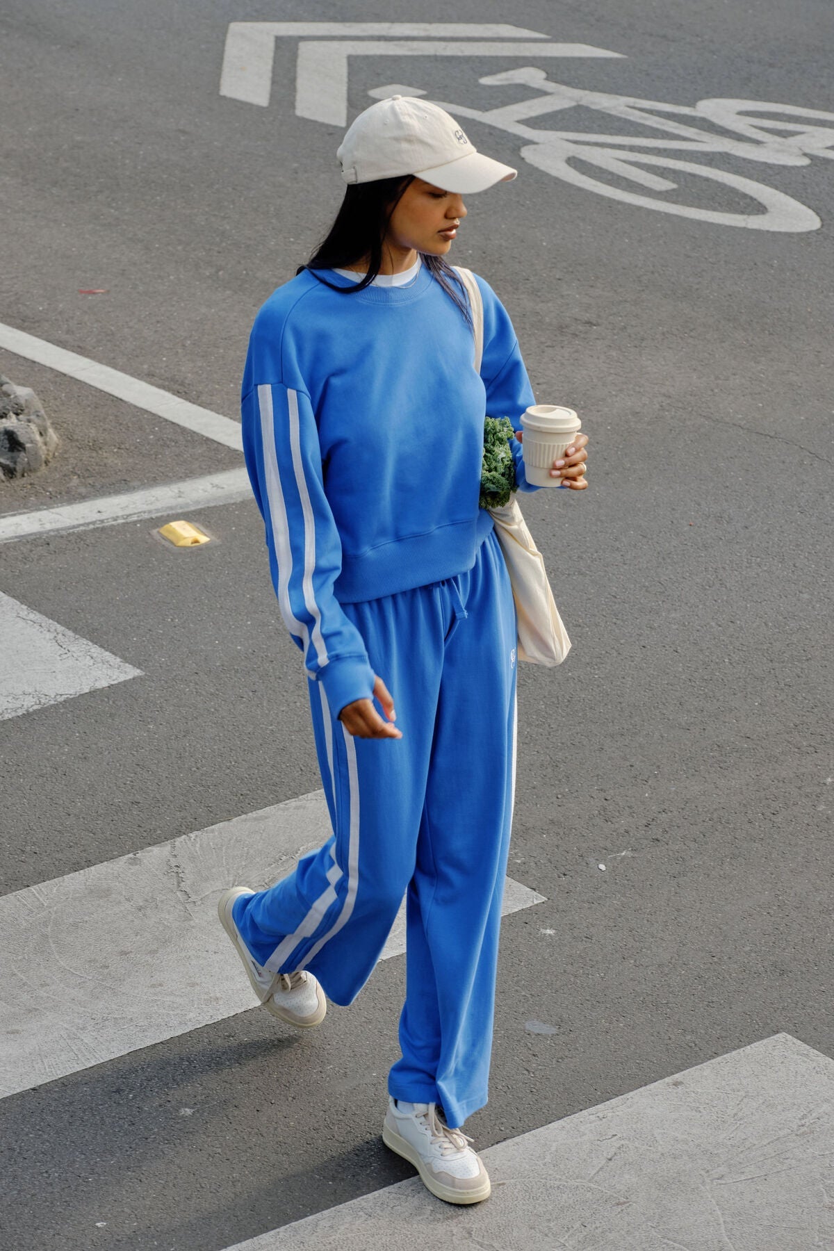 Sasha Sporty Slouchy Crew (Marine Blue Side Stripe) - Something For Me​​