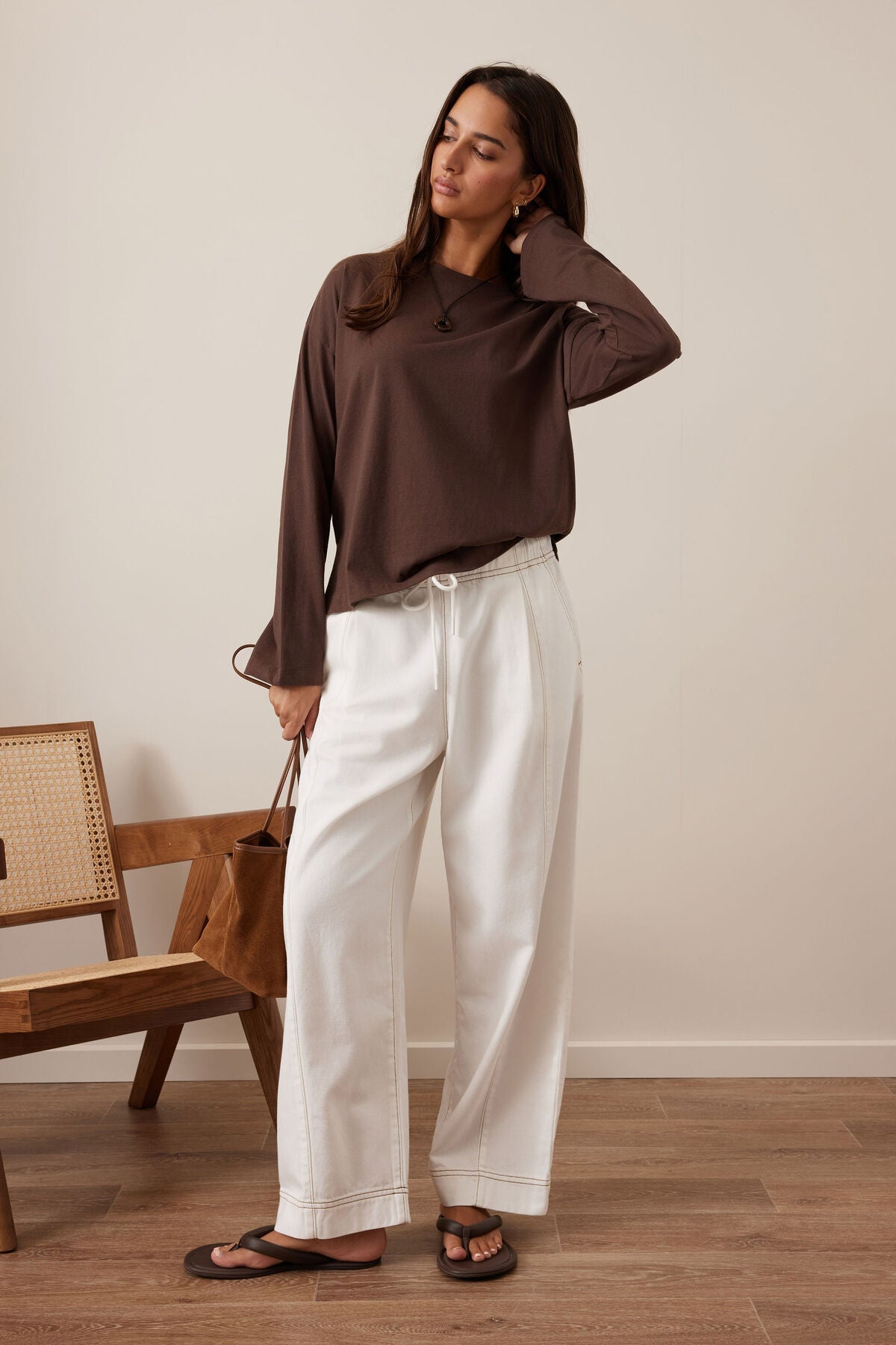 Scout Slouchy Long Sleeve Tee (Brunette Brown) - Something For Me​​