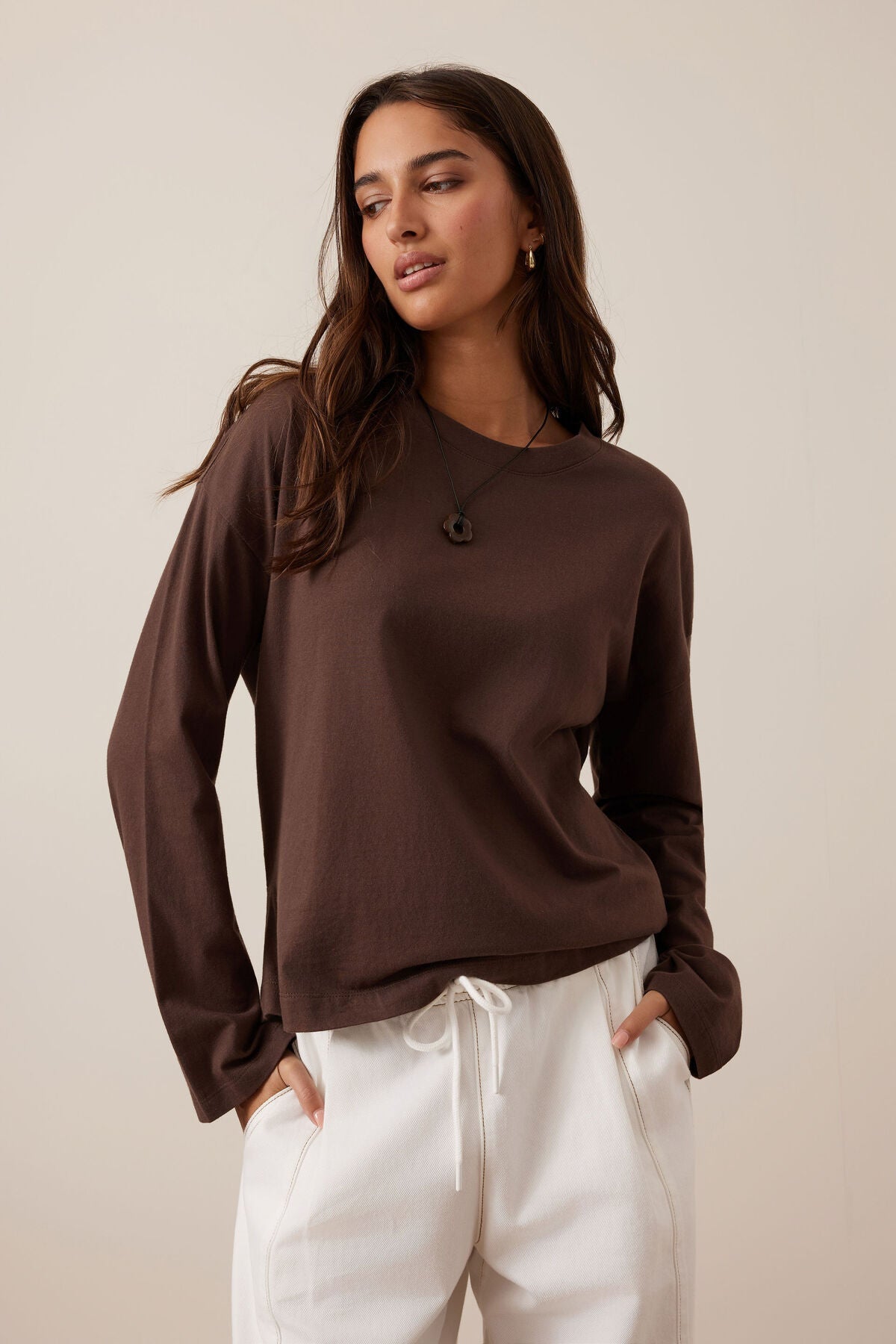 Scout Slouchy Long Sleeve Tee (Brunette Brown) - Something For Me​​