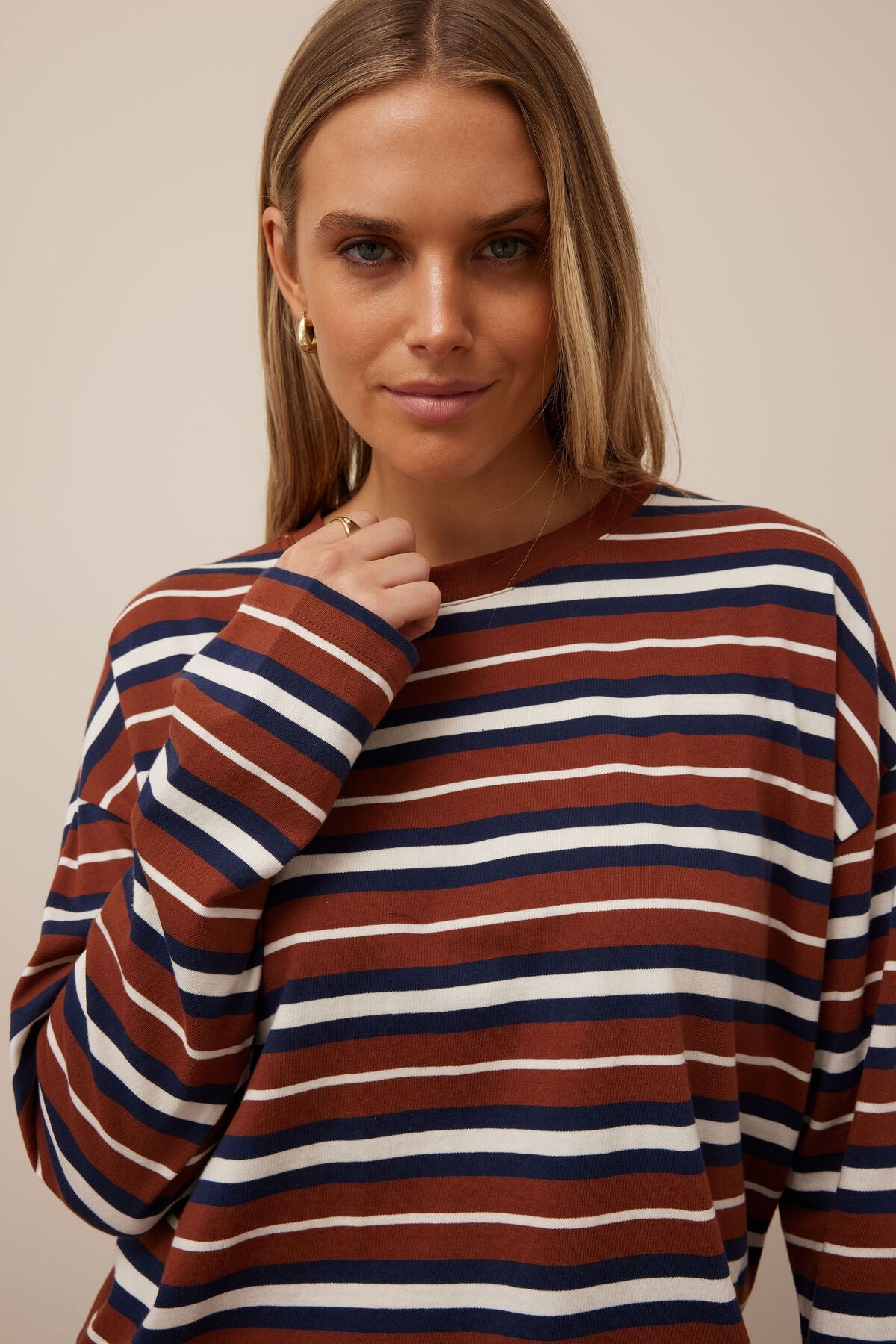 Scout Slouchy Long Sleeve Tee (Ginger/Heritage Navy Stripe) - Something For Me​​