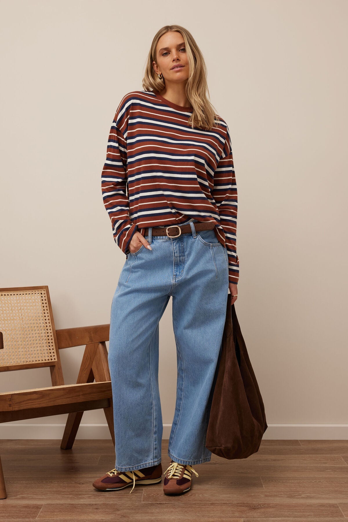 Scout Slouchy Long Sleeve Tee (Ginger/Heritage Navy Stripe) - Something For Me​​