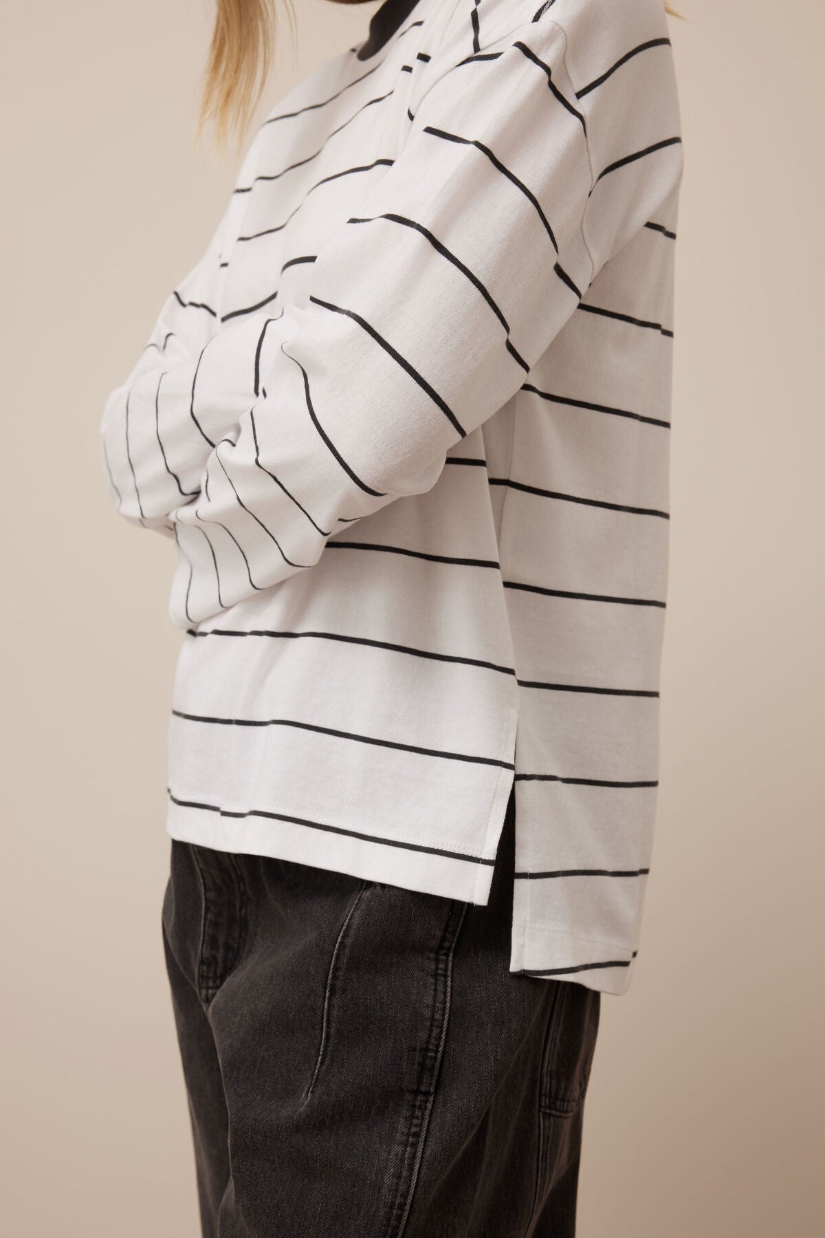 Scout Slouchy Long Sleeve Tee (White Phantom Fine Stripe) - Something For Me​​