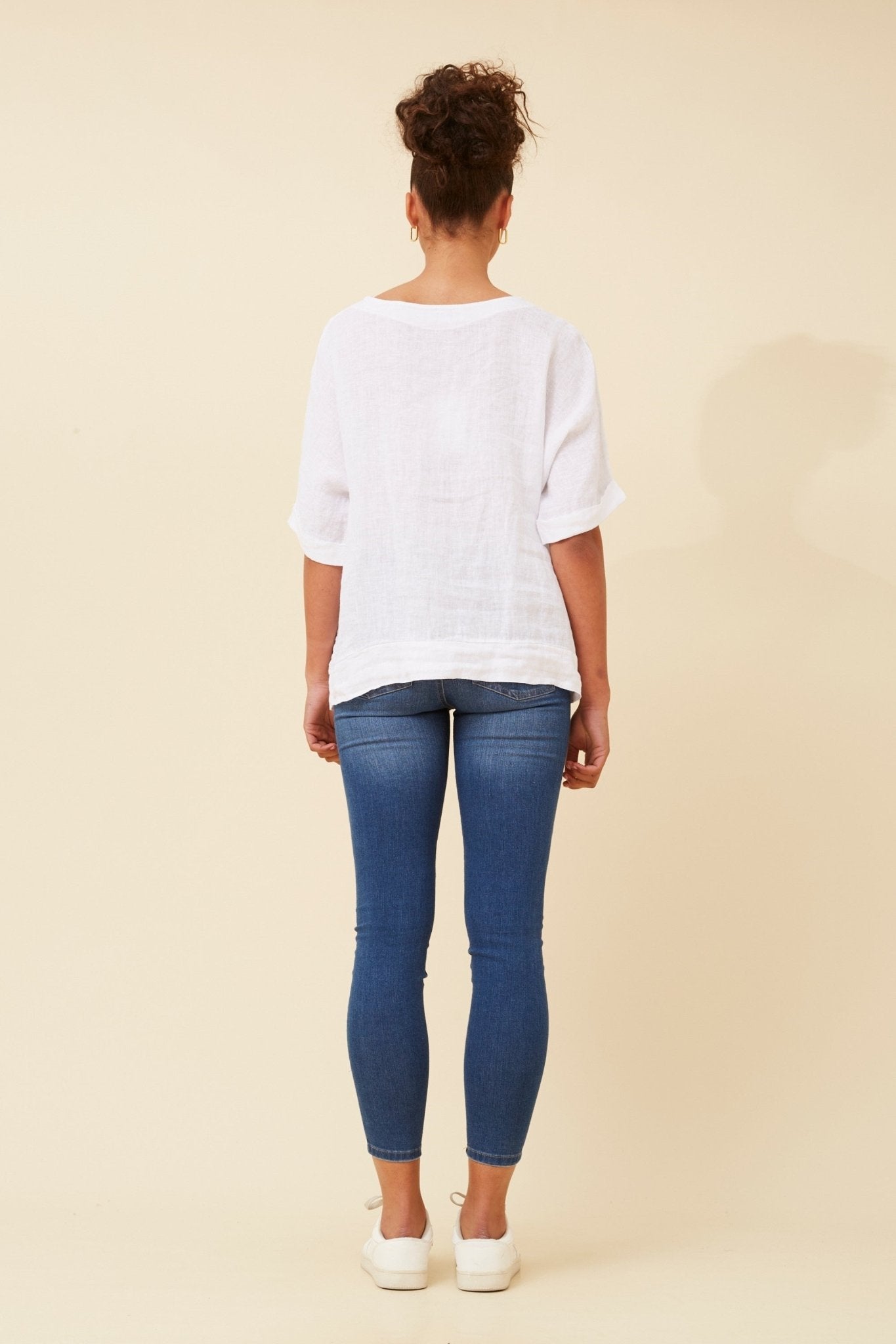 Sien Linen Top (White) - Something For Me​​