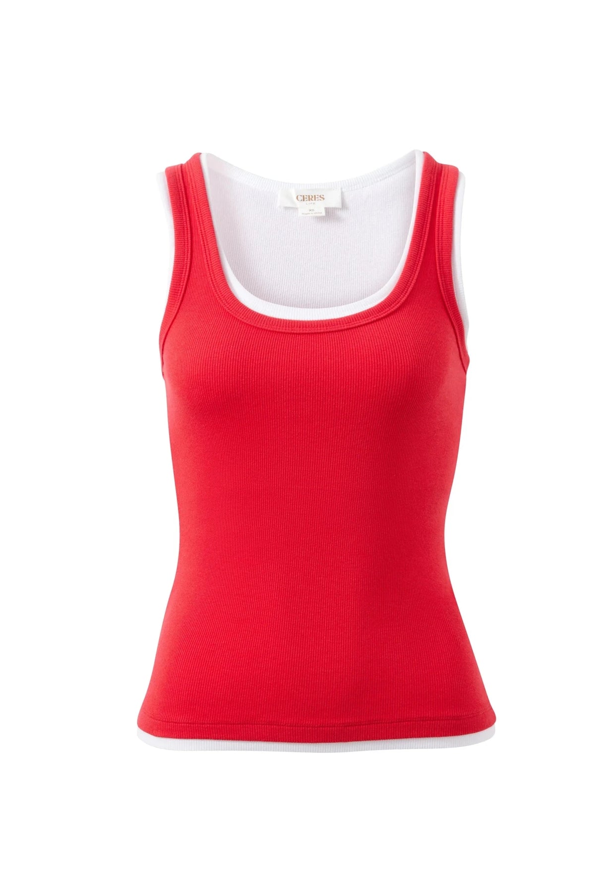 Skylar Layered Rib Tank (Red/White) - Something For Me​​