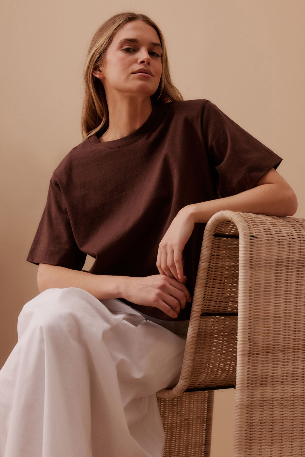 Sofia Boxy Shoulder Tee (Chocolate) - Something For Me​​