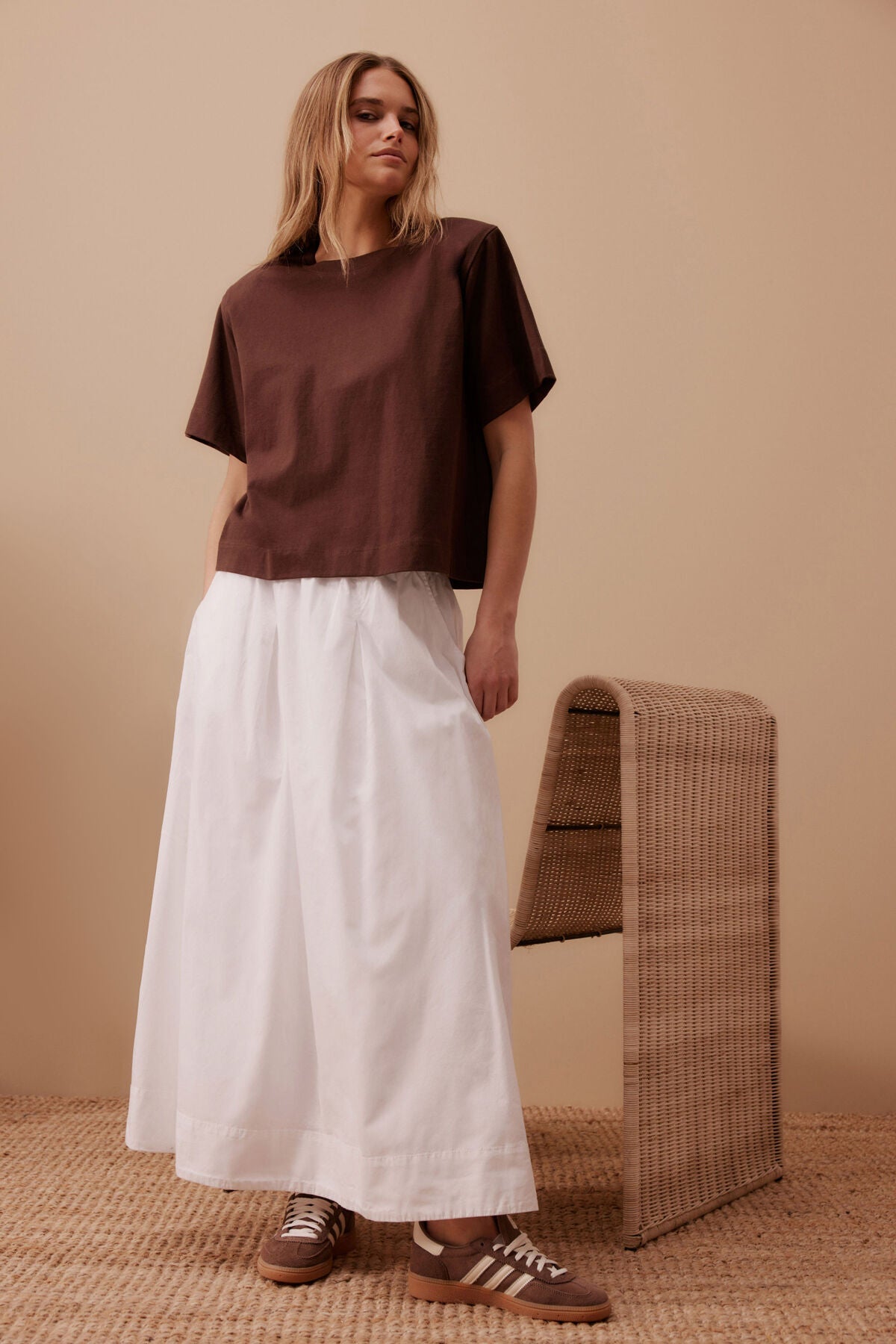 Sofia Boxy Shoulder Tee (Chocolate) - Something For Me​​