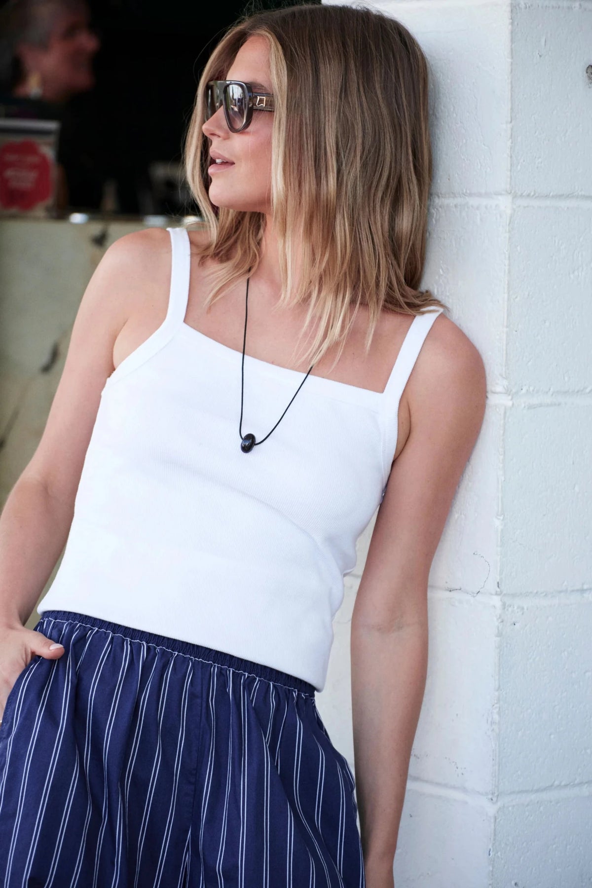 Sophie Rib Singlet (White) - Something For Me​​