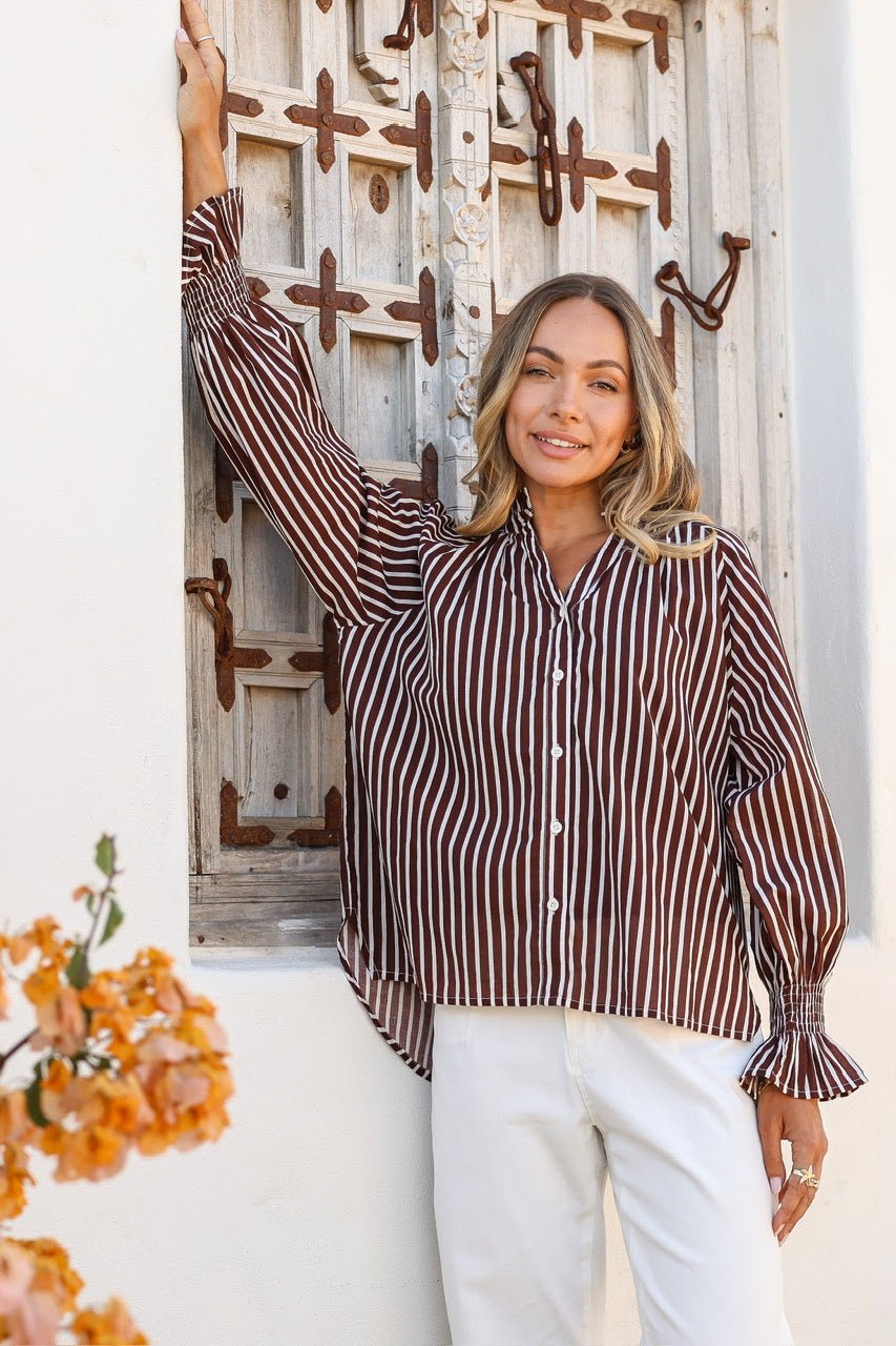 Sorrento Top (Chocolate/White) - Something For Me​​