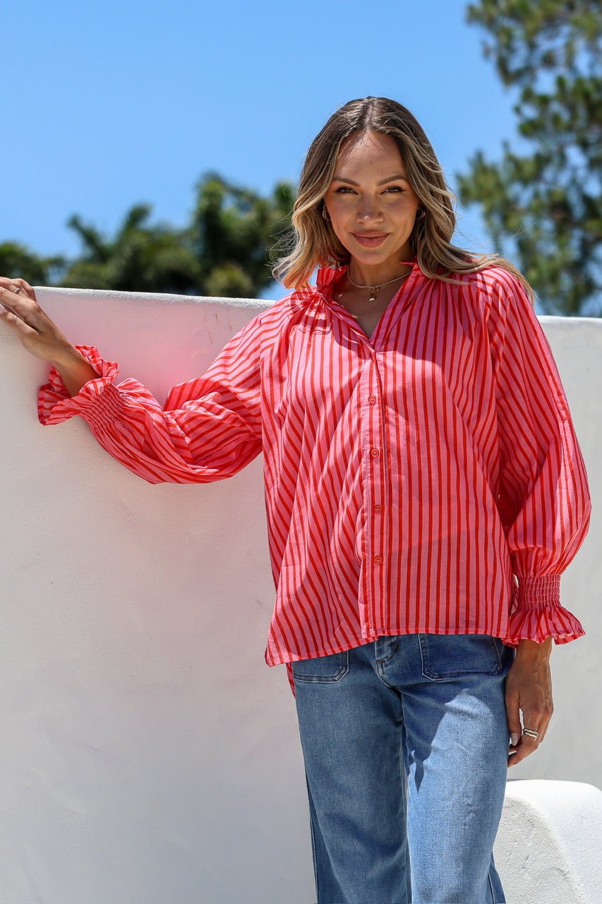 Sorrento Top (Pink Red Stripe) - Something For Me​​