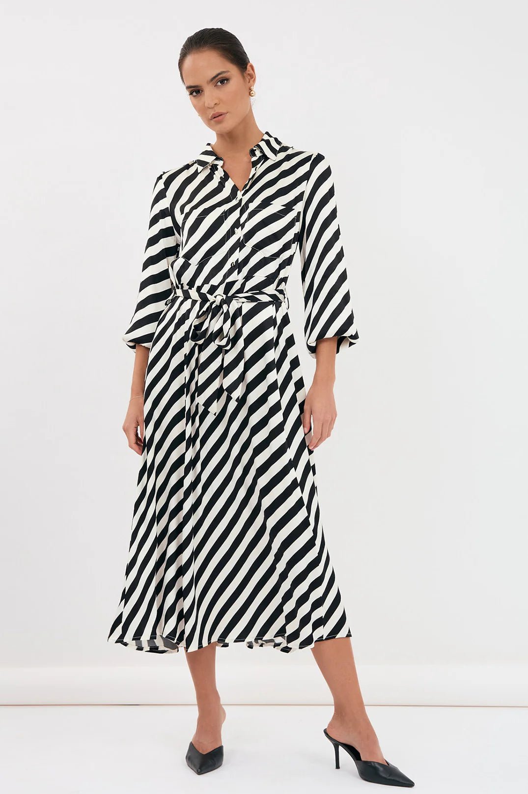 Stephanie Stripe Satin Dress (Stripe)  - Something For Me​​