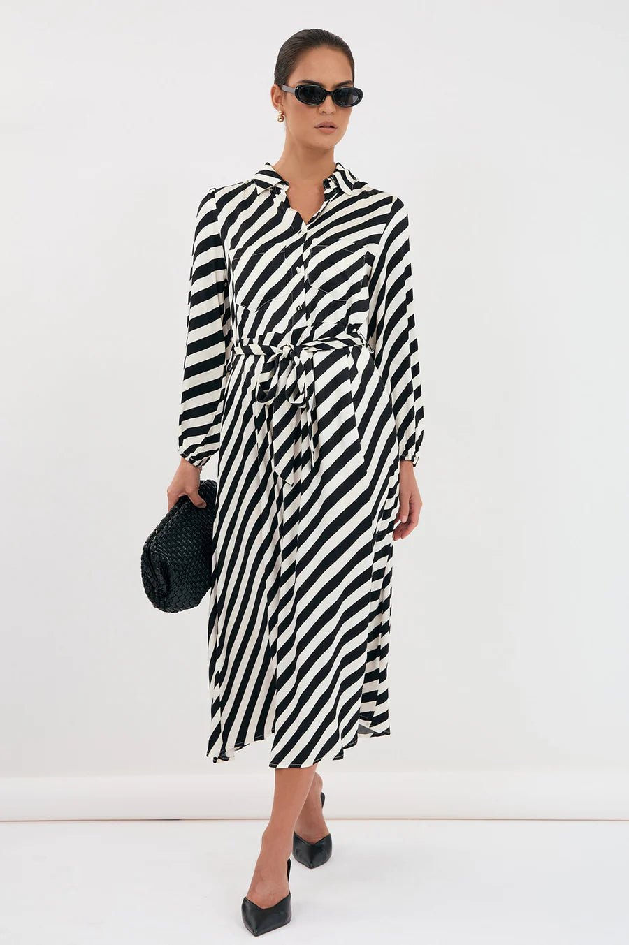 Stephanie Stripe Satin Dress (Stripe)  - Something For Me​​