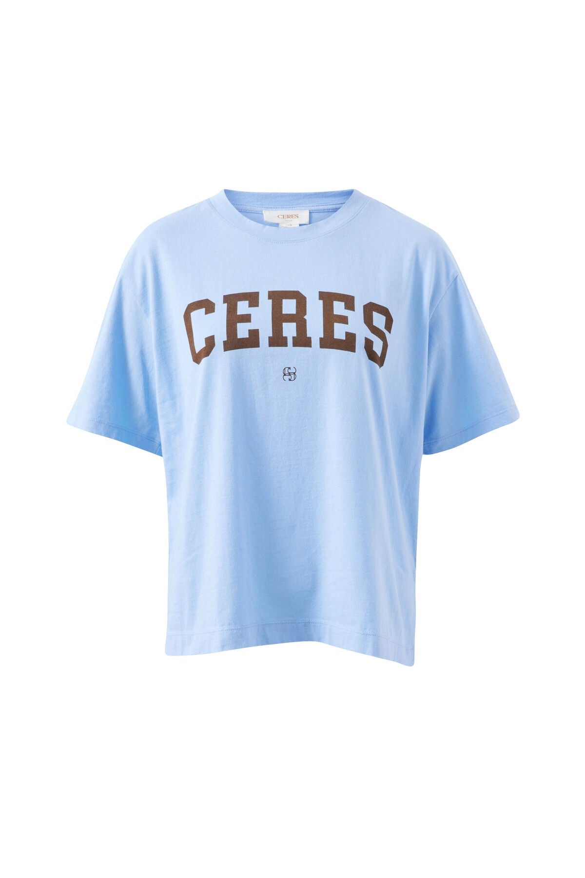 Stevie Slouchy Tee (Powder Blue/Chocolate Varsity) - Something For Me​​