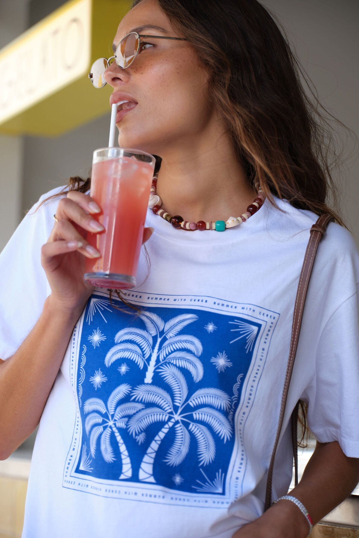 Stevie Slouchy Tee (White/Palm Scarf Print) - Something For Me​​