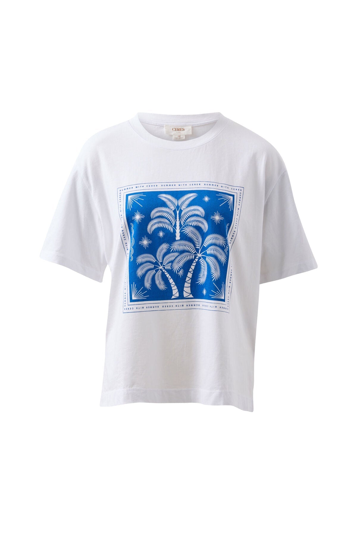 Stevie Slouchy Tee (White/Palm Scarf Print) - Something For Me​​