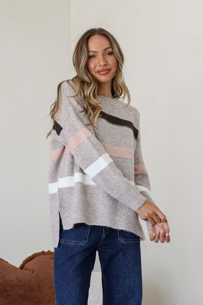 Stripe Aspen Knit (Warm Beige) - Something For Me​​
