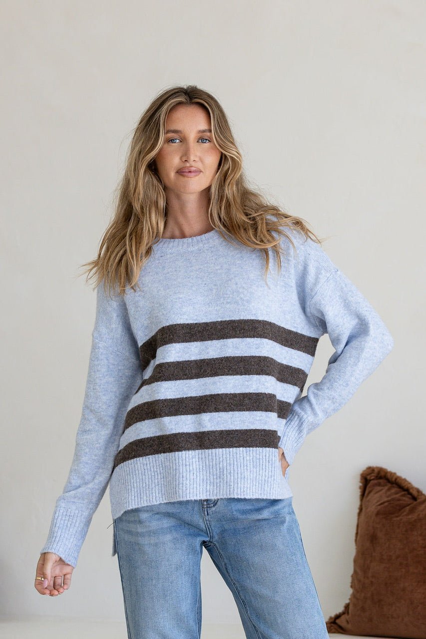 Stripe Manor Knit (Blue/Choc) - Something For Me​​