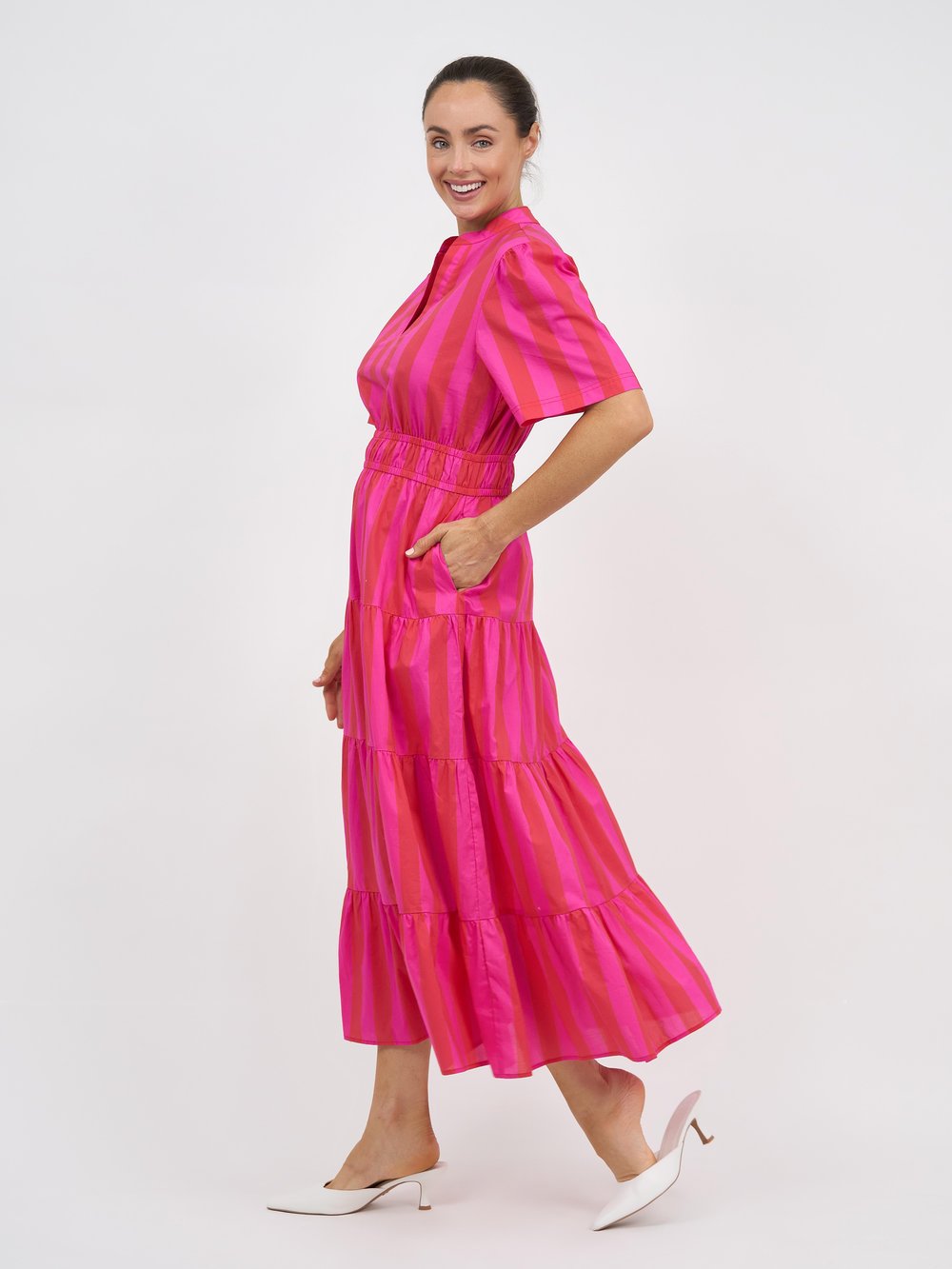 Stripe Tier Dress (Pink) - Something For Me​​
