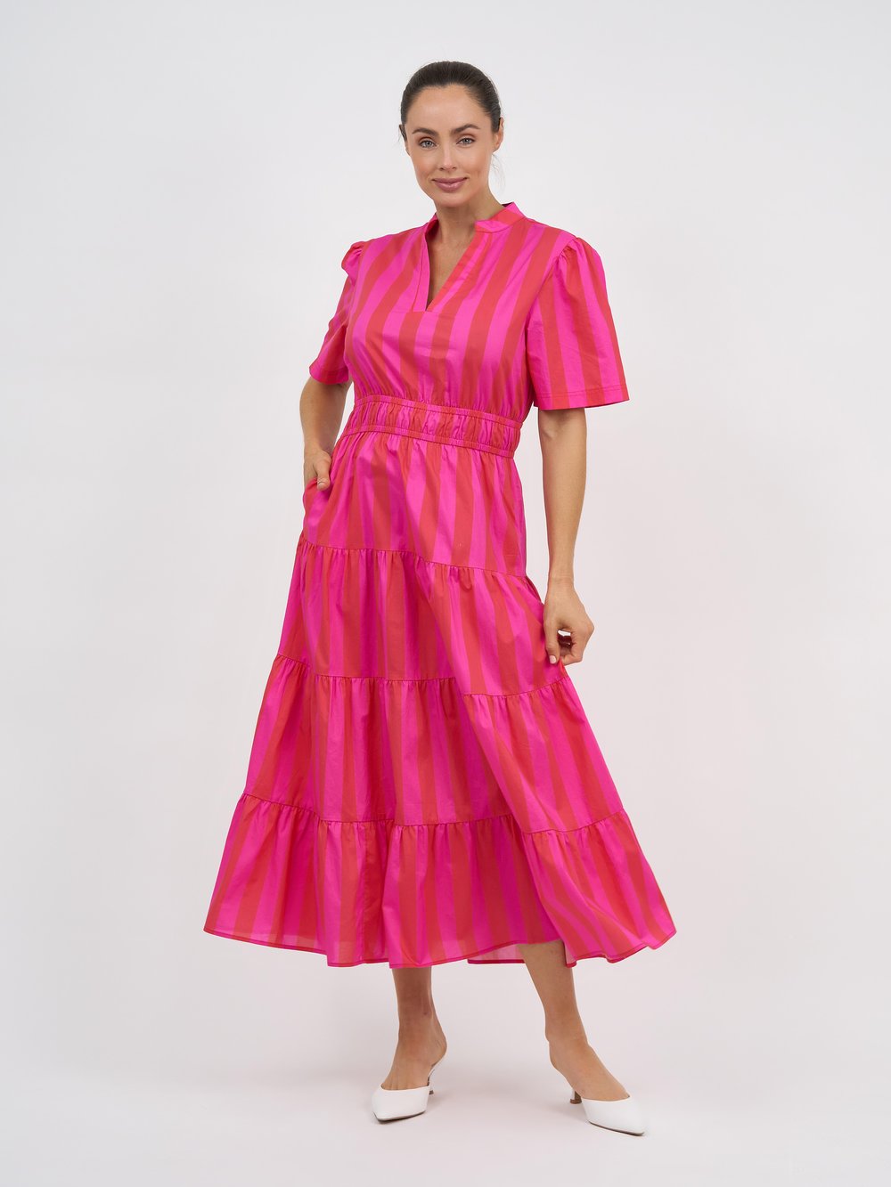 Stripe Tier Dress (Pink) - Something For Me​​