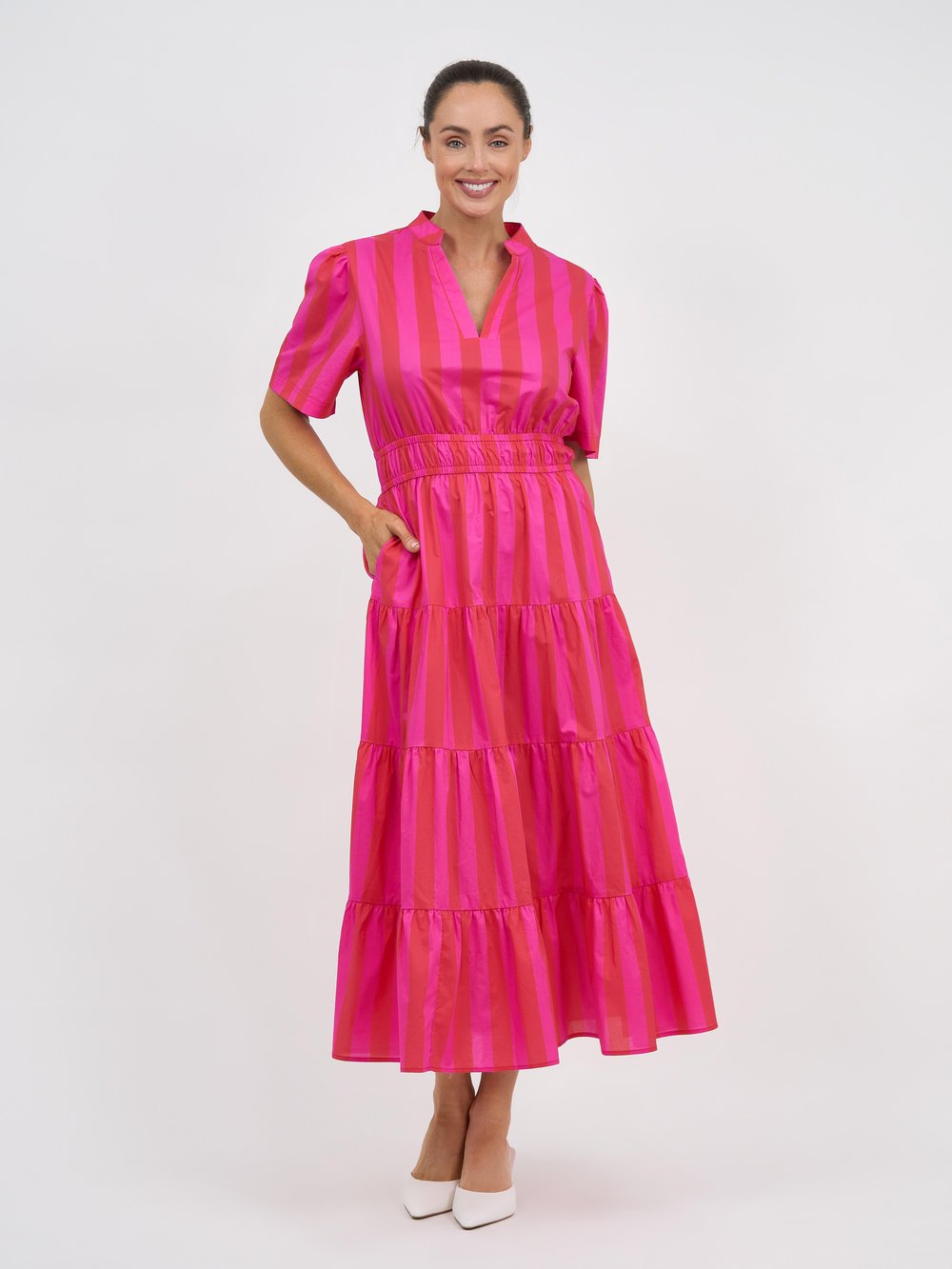 Stripe Tier Dress (Pink) - Something For Me​​
