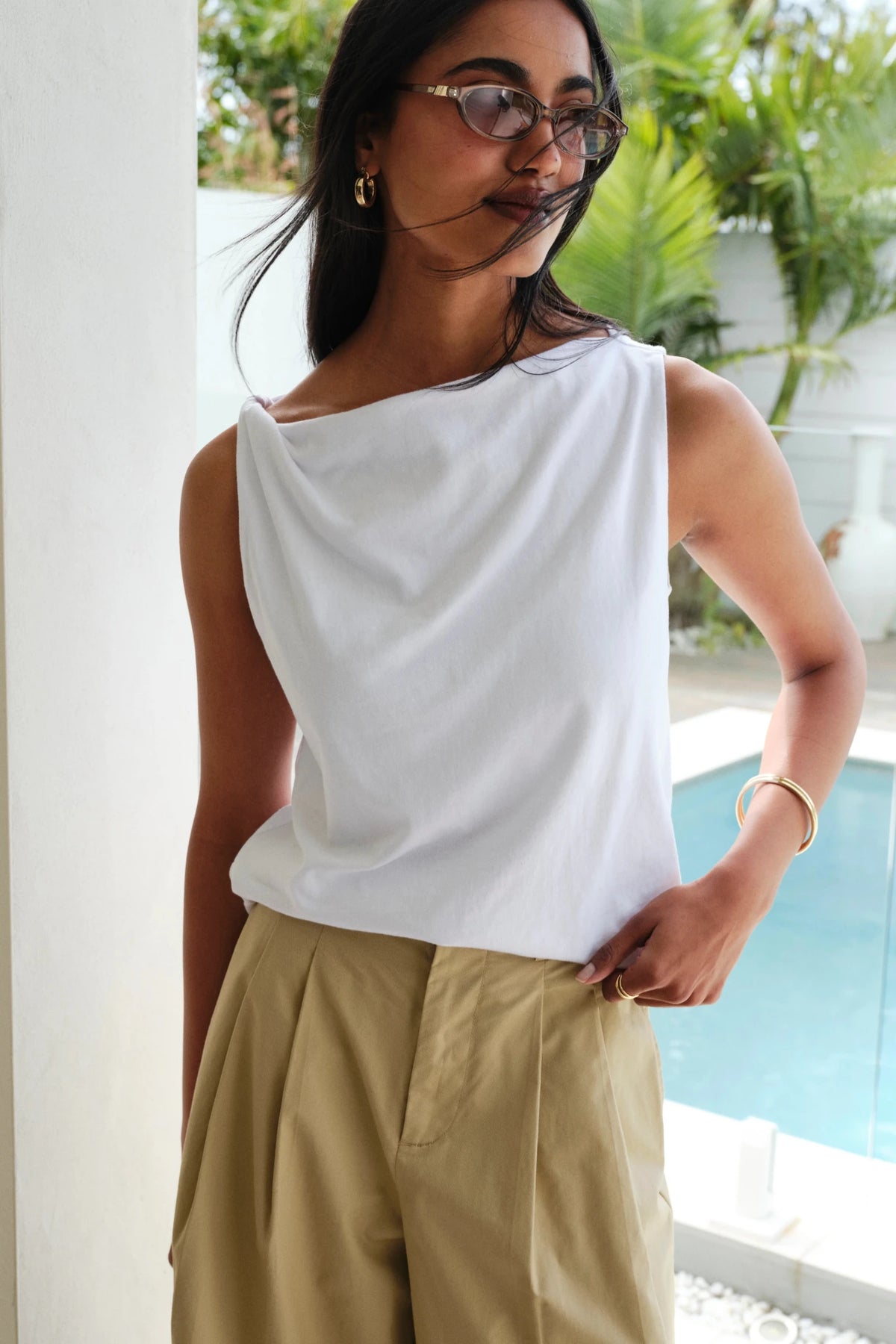 Tahlia Twist Strap Tank (White) - Something For Me​​