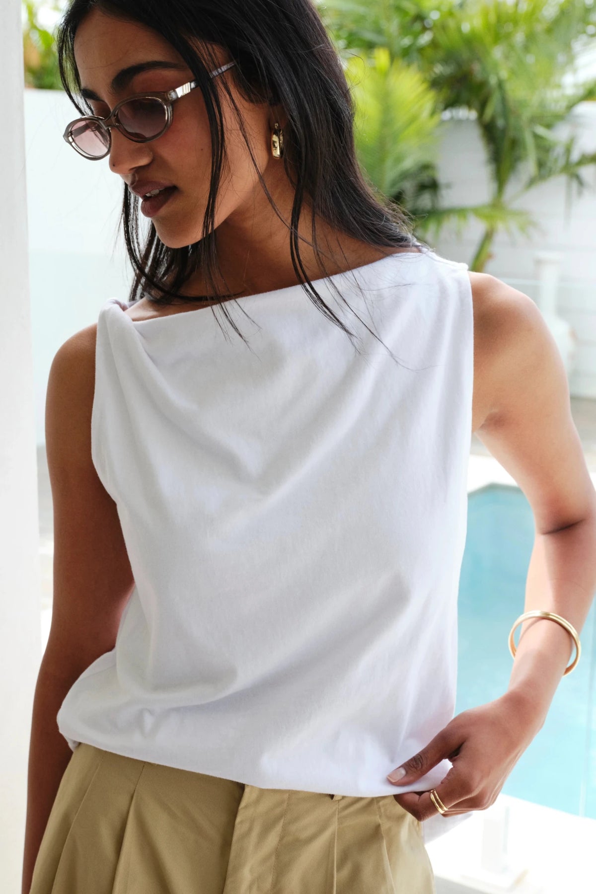 Tahlia Twist Strap Tank (White) - Something For Me​​