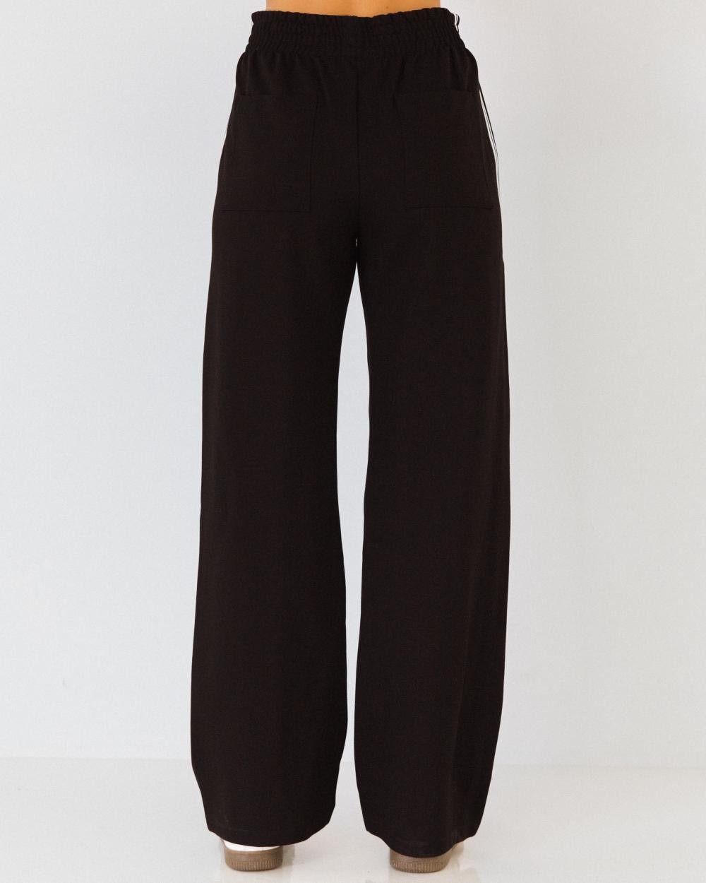 Talia Track Pants (Black/White) - Something For Me​​