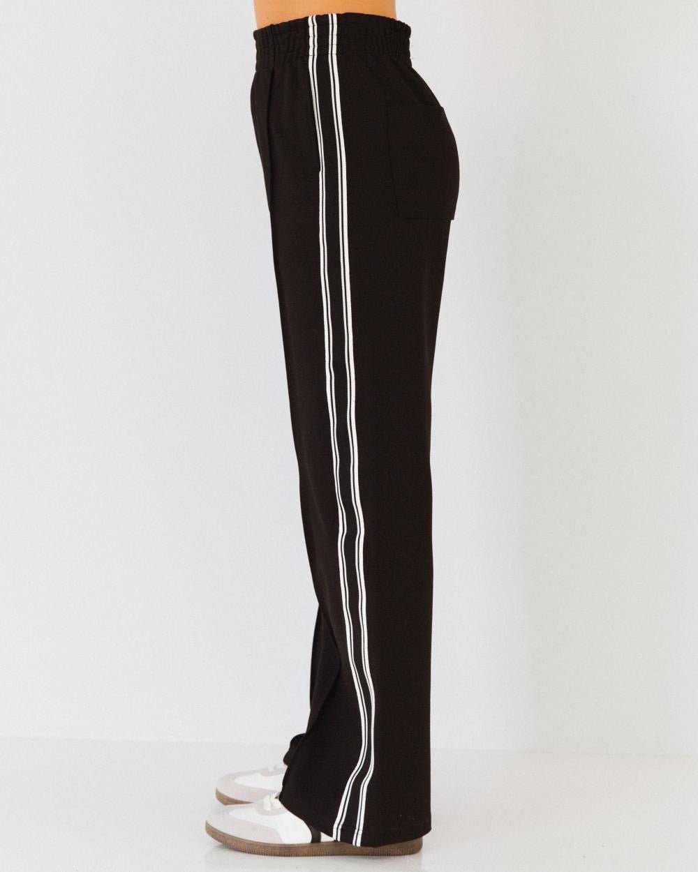 Talia Track Pants (Black/White) - Something For Me​​