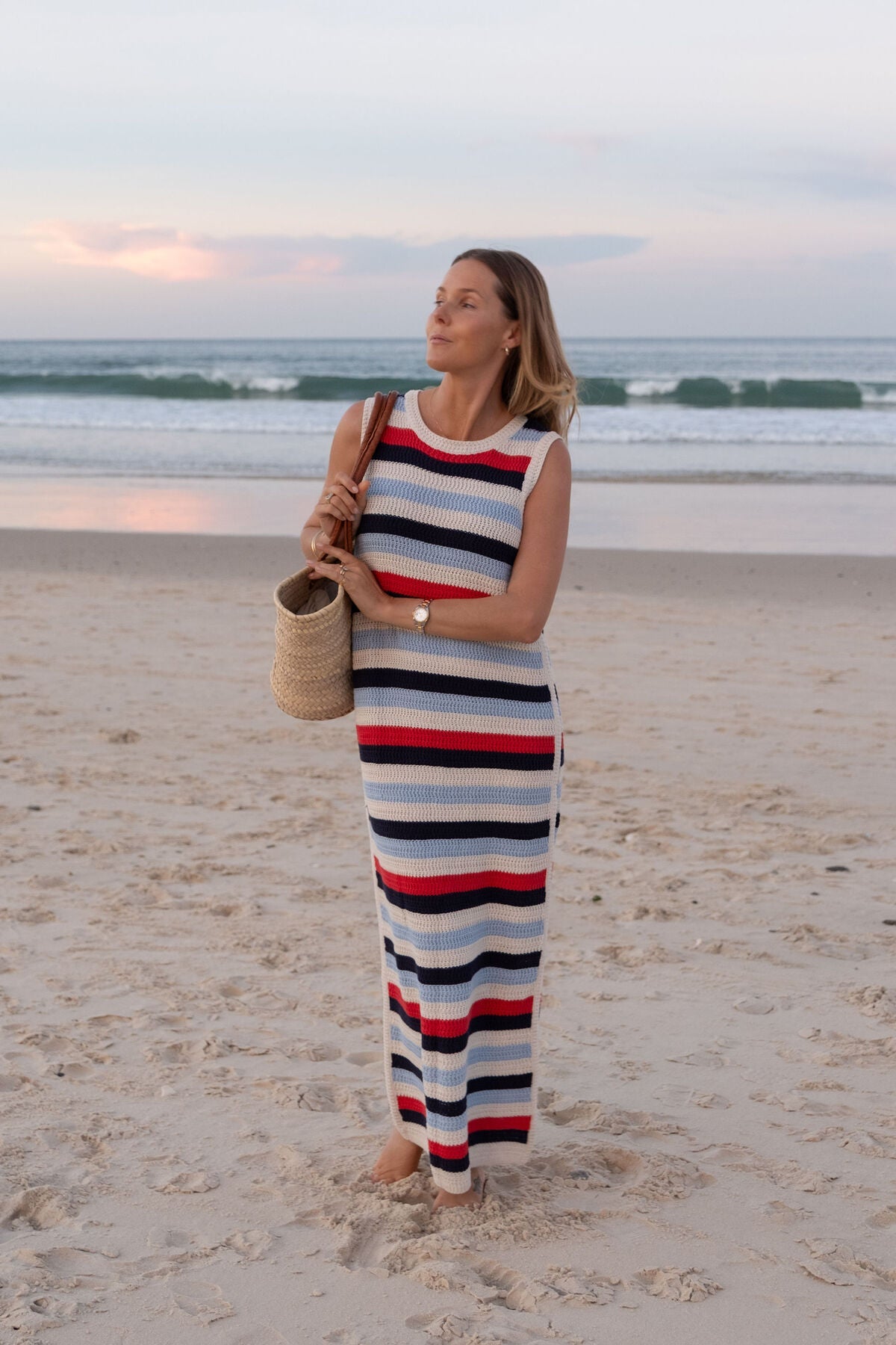 Textured Multi Stripe Knit Midi Dress - Something For Me​​