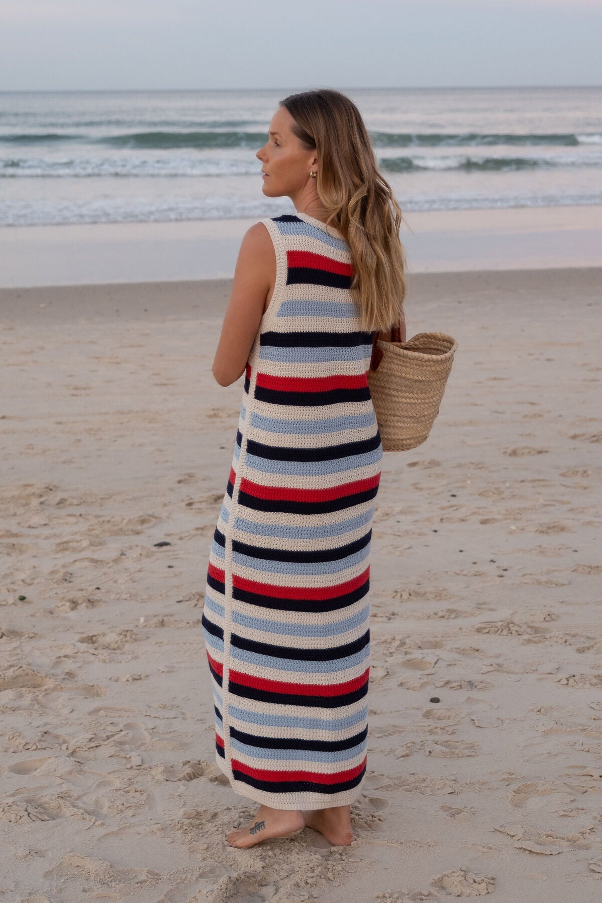 Textured Multi Stripe Knit Midi Dress - Something For Me​​