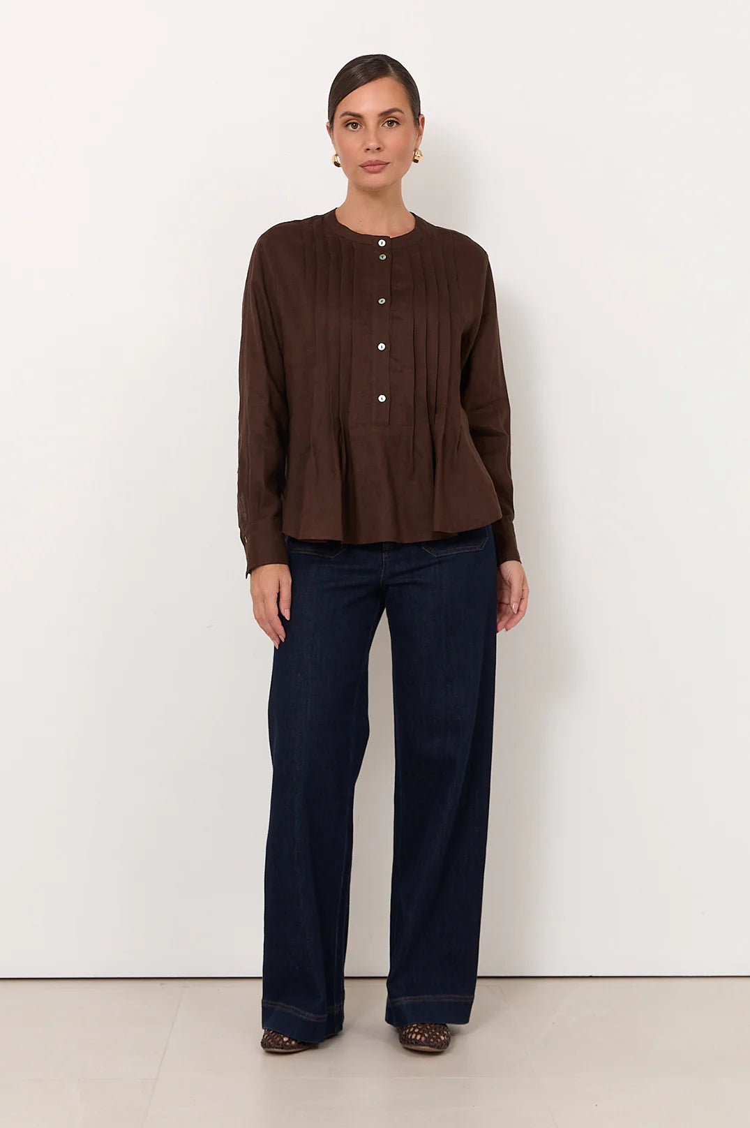 Thea Pleated Top (Chocolate) - Something For Me​​