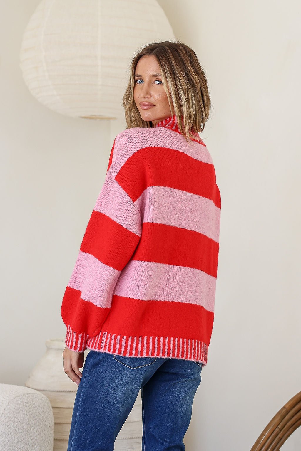 Tilly Blanket Stitch Knit (Red/Pink) - Something For Me​​
